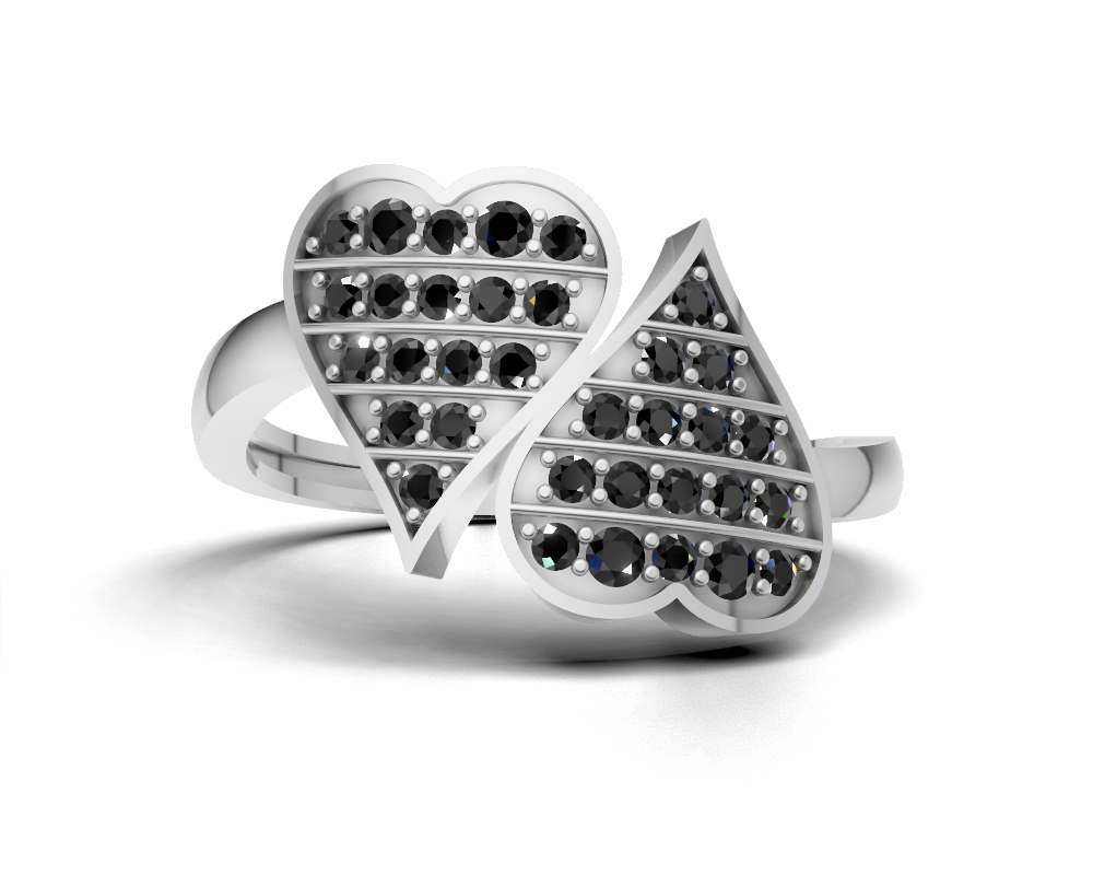 The Shimmering Duo-Heart Pavé Ring