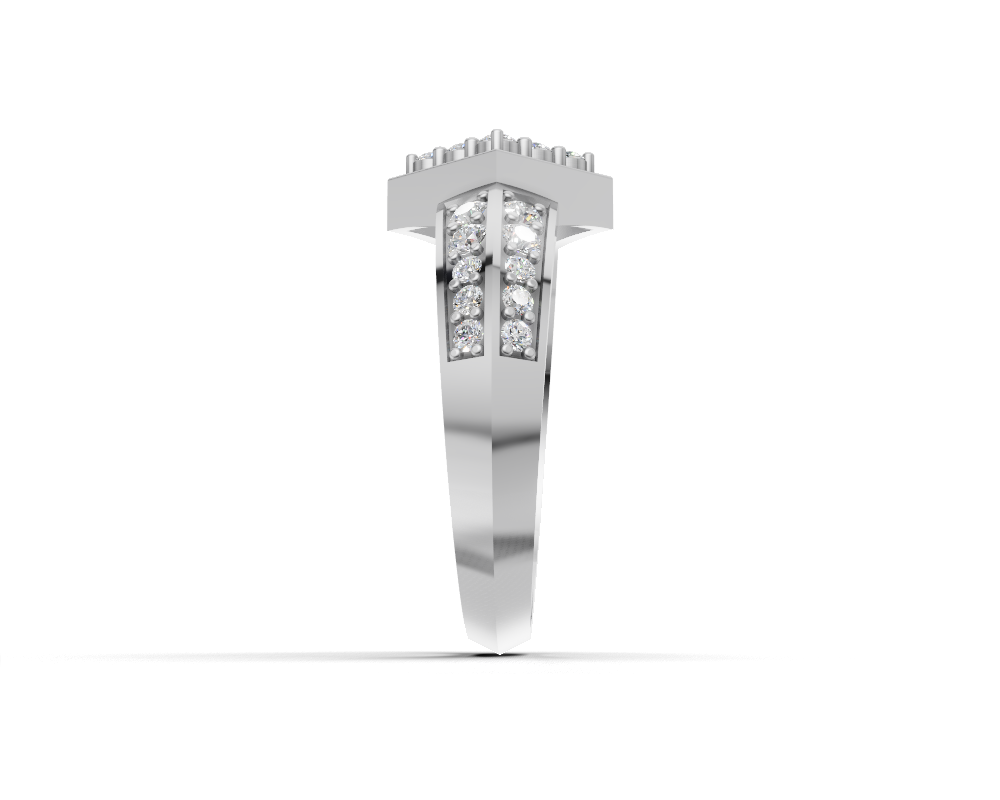 925 Sterling Silver Diamond-Shape Pavé Statement Ring