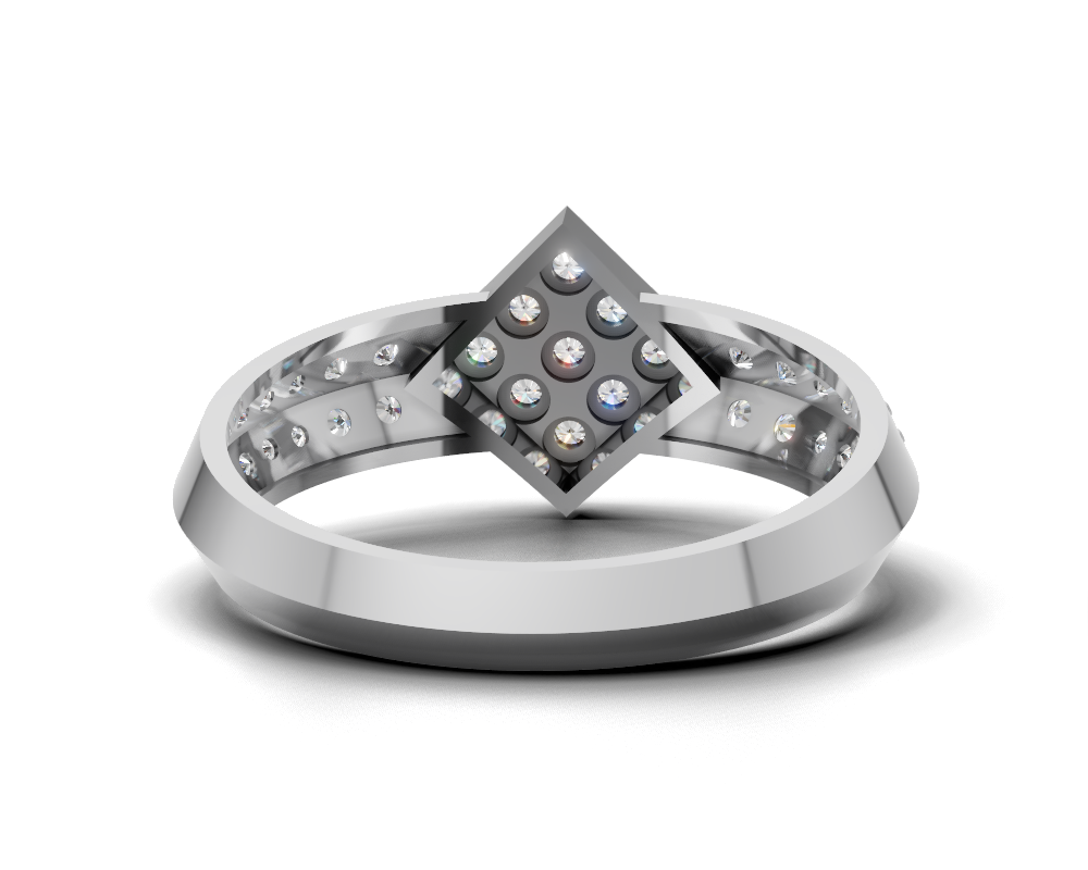 925 Sterling Silver Diamond-Shape Pavé Statement Ring