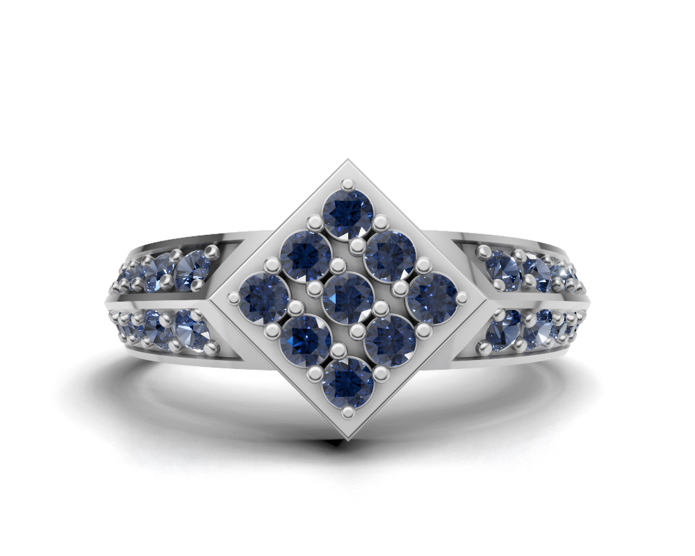 925 Sterling Silver Diamond-Shape Pavé Statement Ring