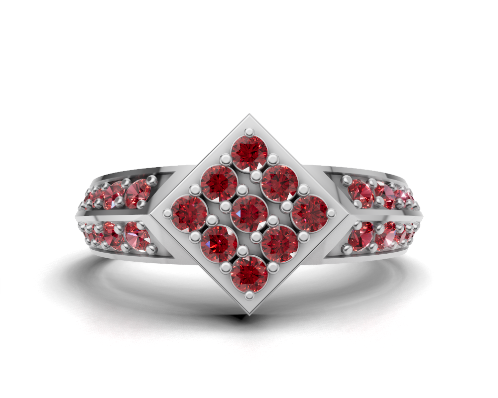 925 Sterling Silver Diamond-Shape Pavé Statement Ring