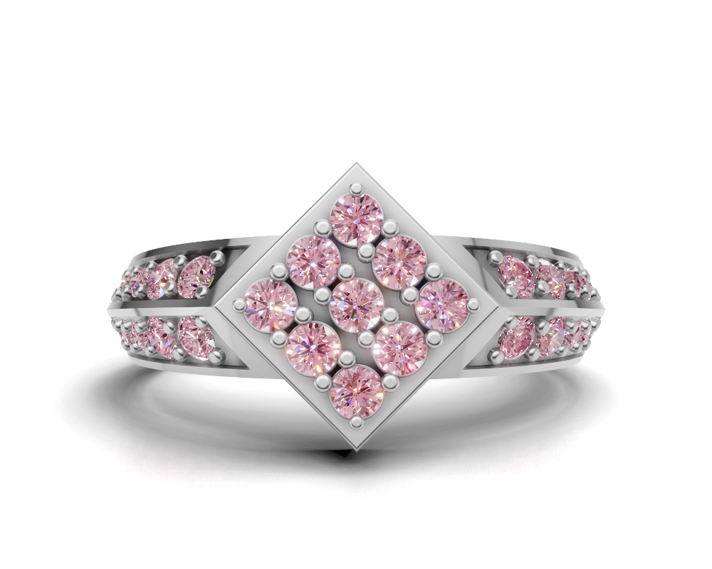 925 Sterling Silver Diamond-Shape Pavé Statement Ring