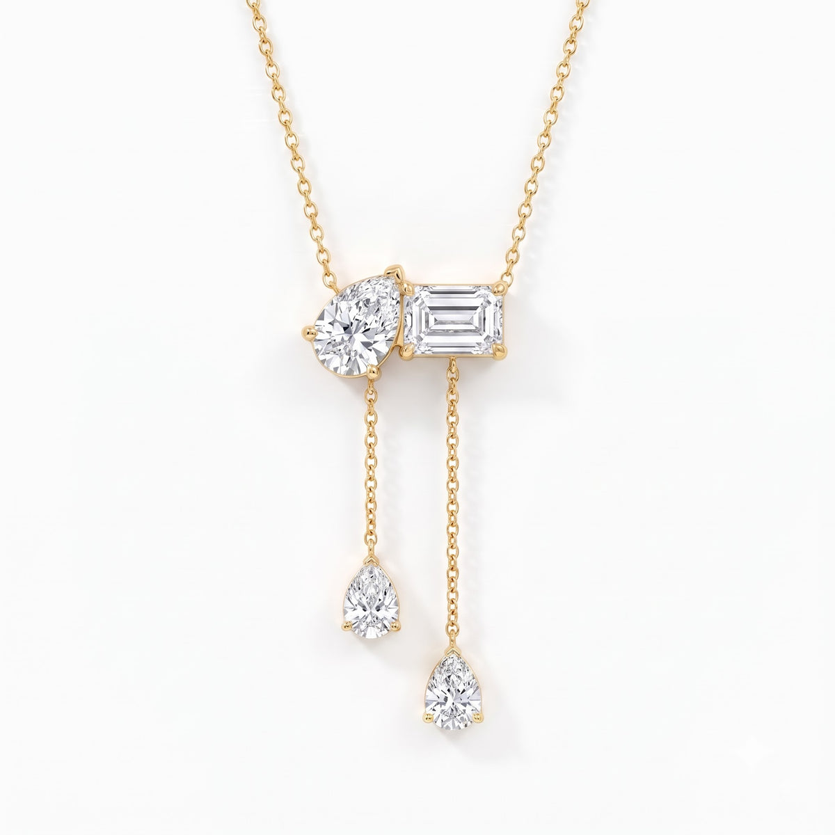 Pear & Emerald Cut Diamond Necklace
