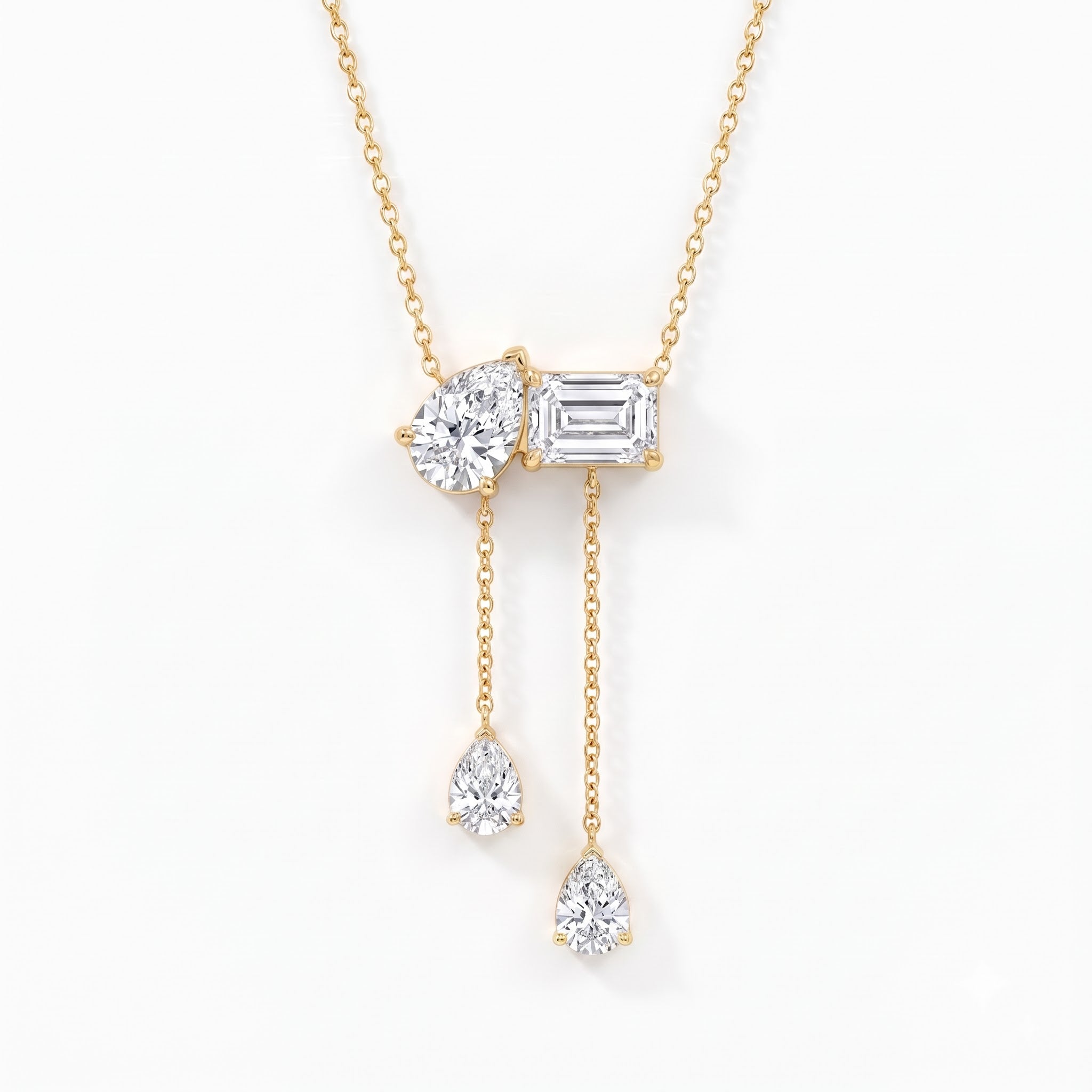 Pear & Emerald Cut Diamond Necklace
