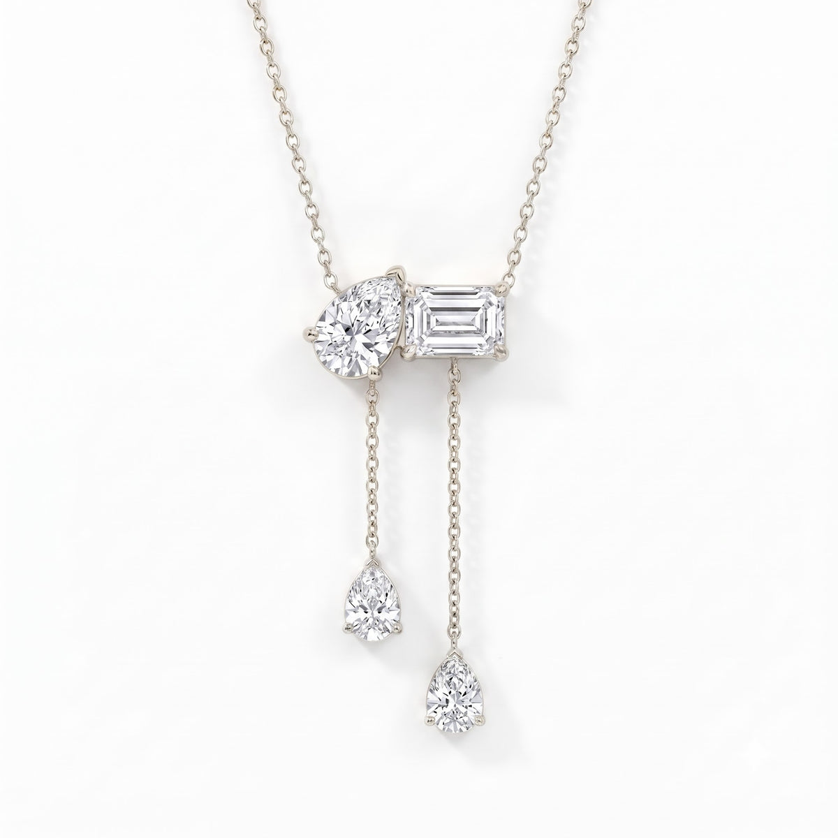 Pear & Emerald Cut Diamond Necklace