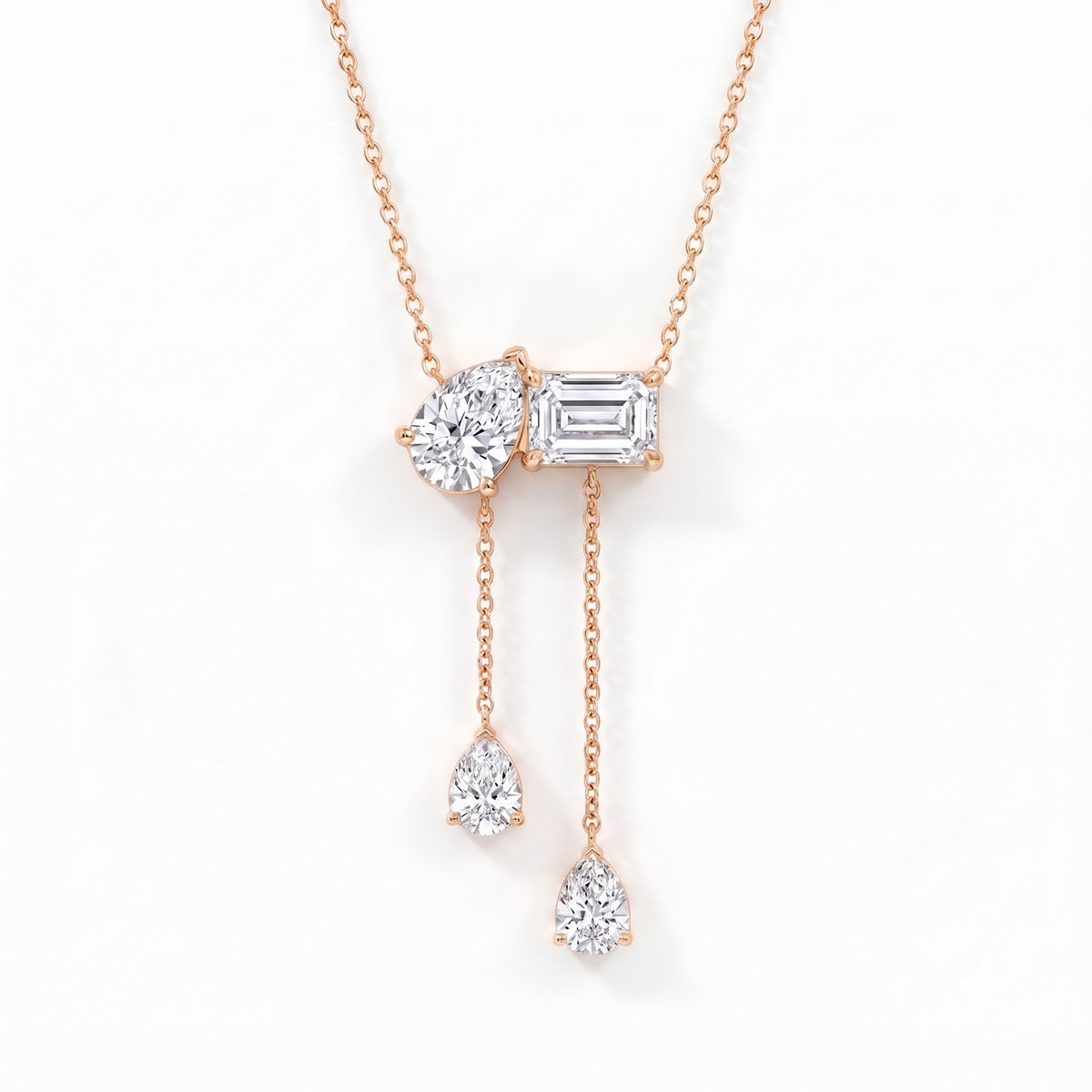 Pear & Emerald Cut Diamond Necklace