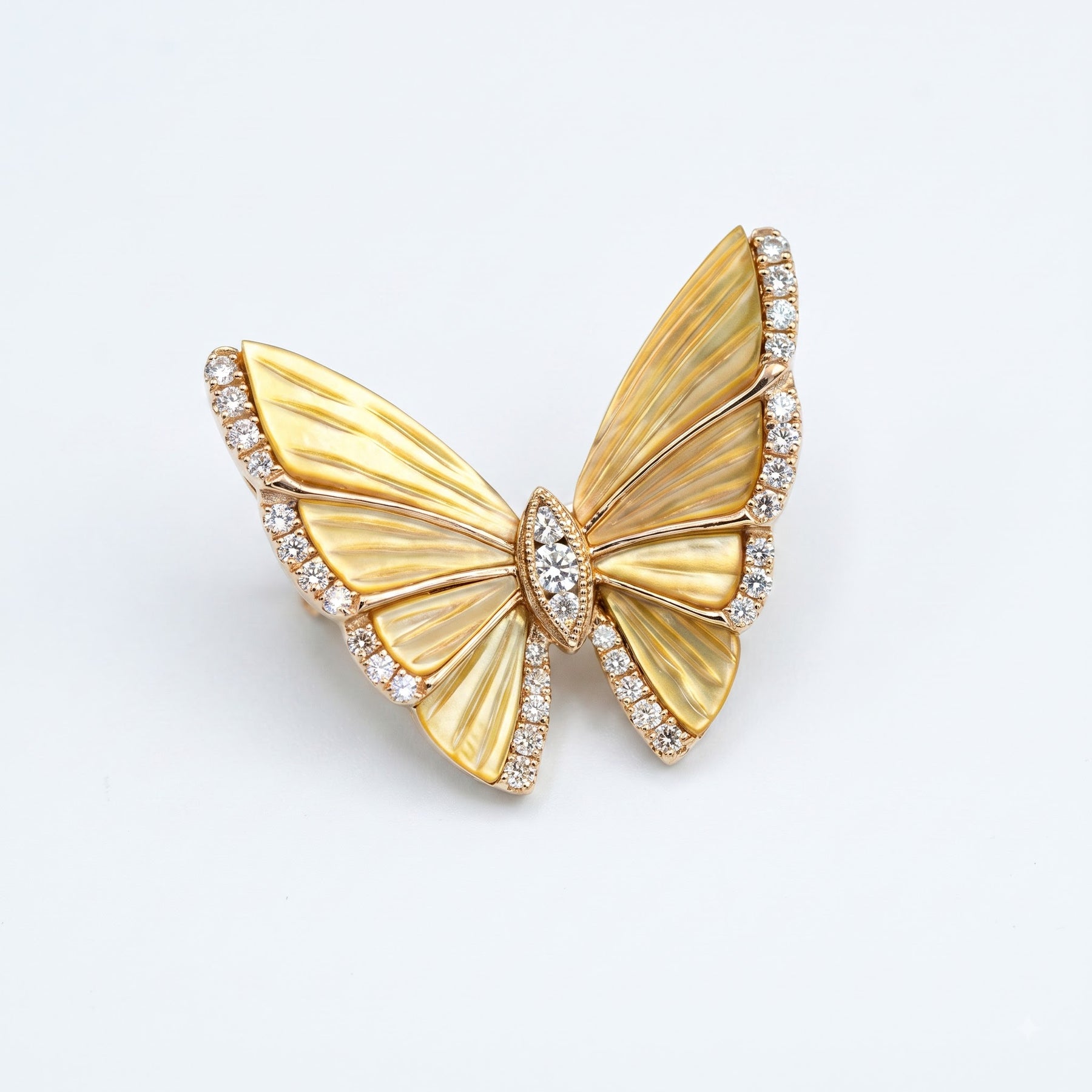 Diamond Butterfly Brooch in 18K Yellow Gold