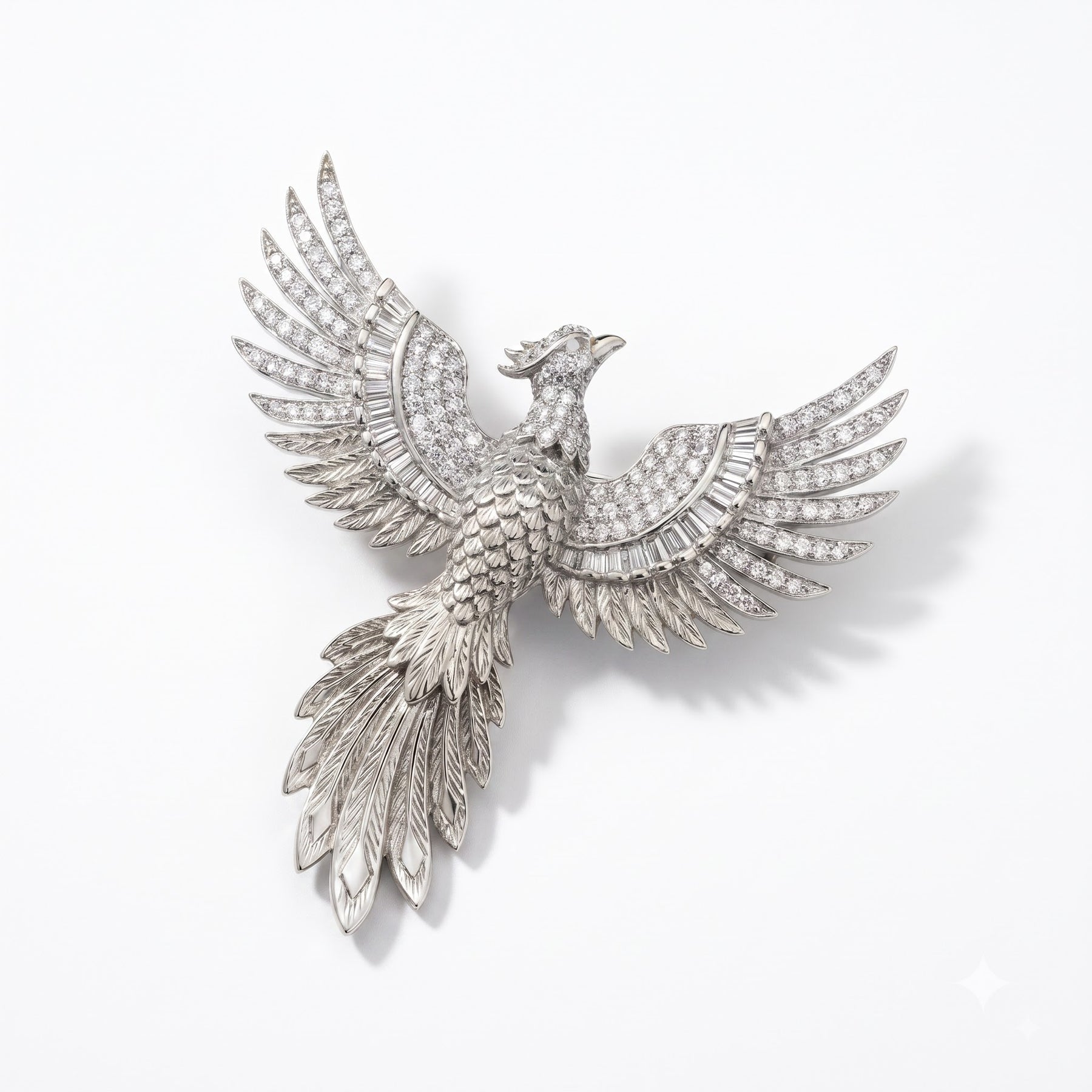 Phoenix Bird Lab Diamond Brooch Pin