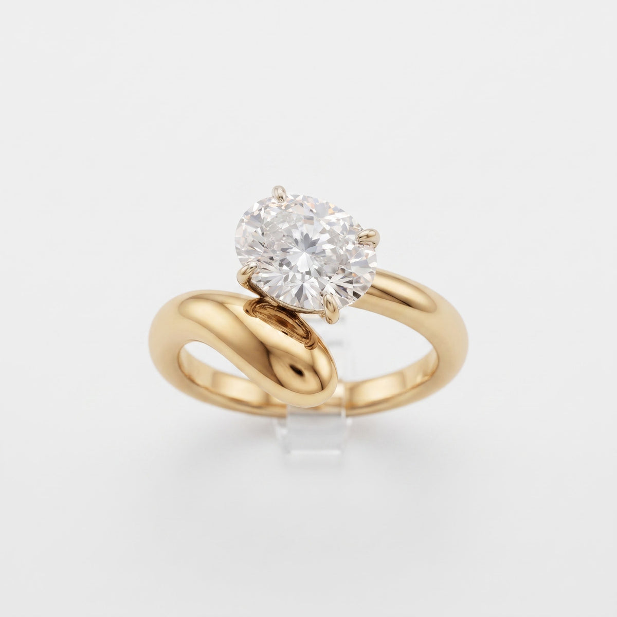 Twist Band Oval Lab-Grown Diamond Solitaire Ring