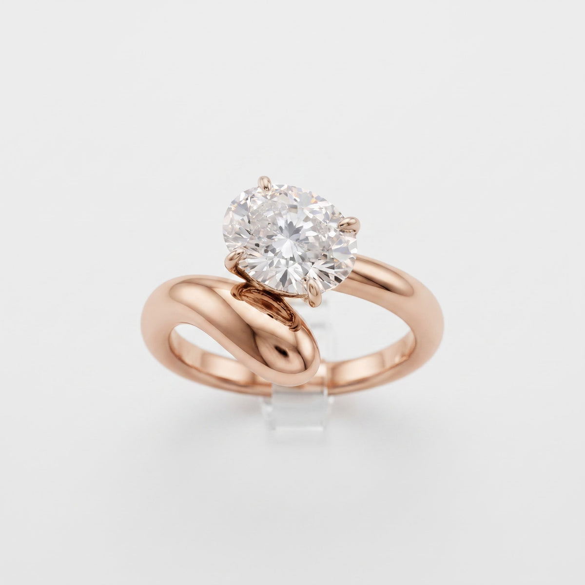 Twist Band Oval Lab-Grown Diamond Solitaire Ring