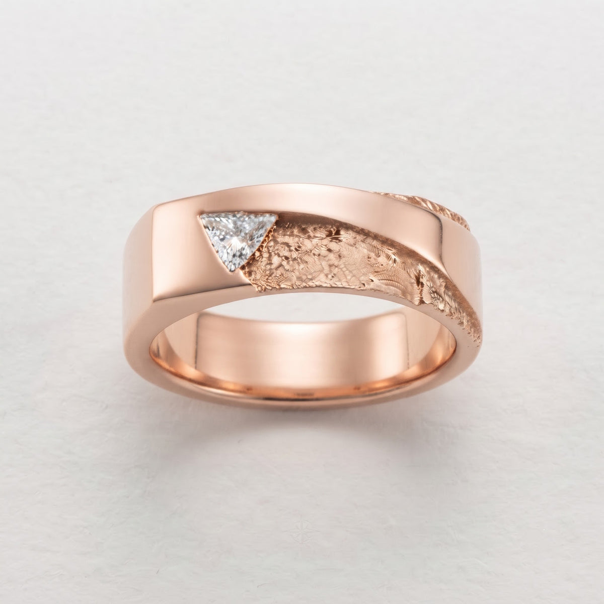 Trillion Cut Diamond , Modern Textured Statement  Band