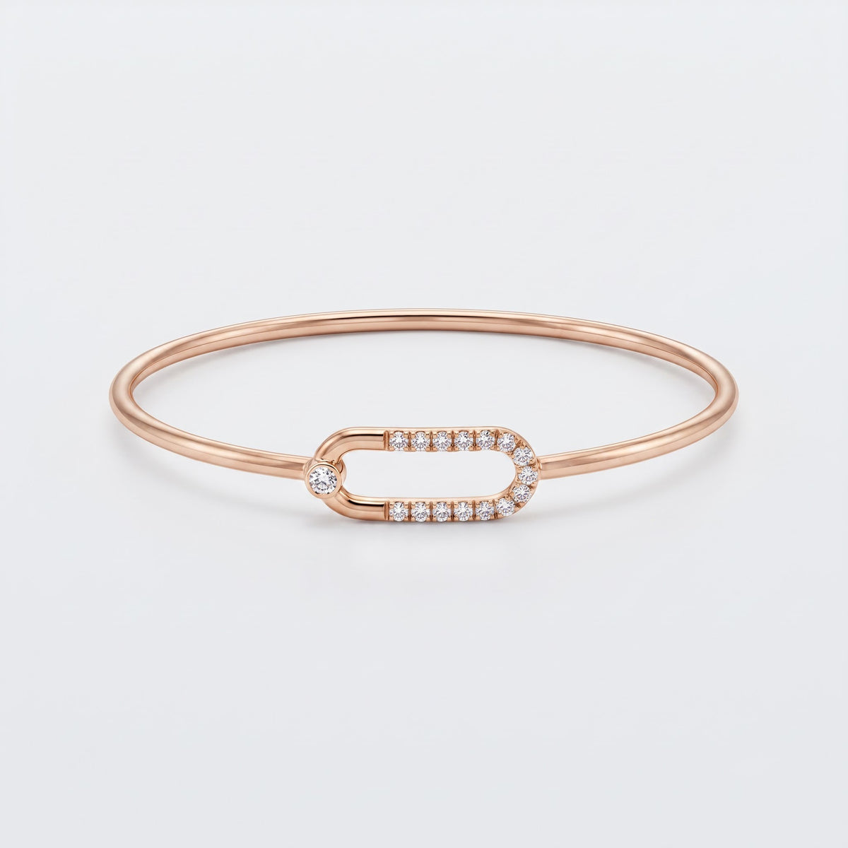 Round Diamond Bangle Bracelet | Pave Diamond Open Link Bangle