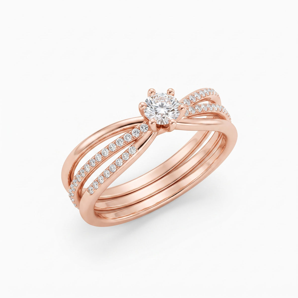 Round Cut Diamond Split Shank Ring