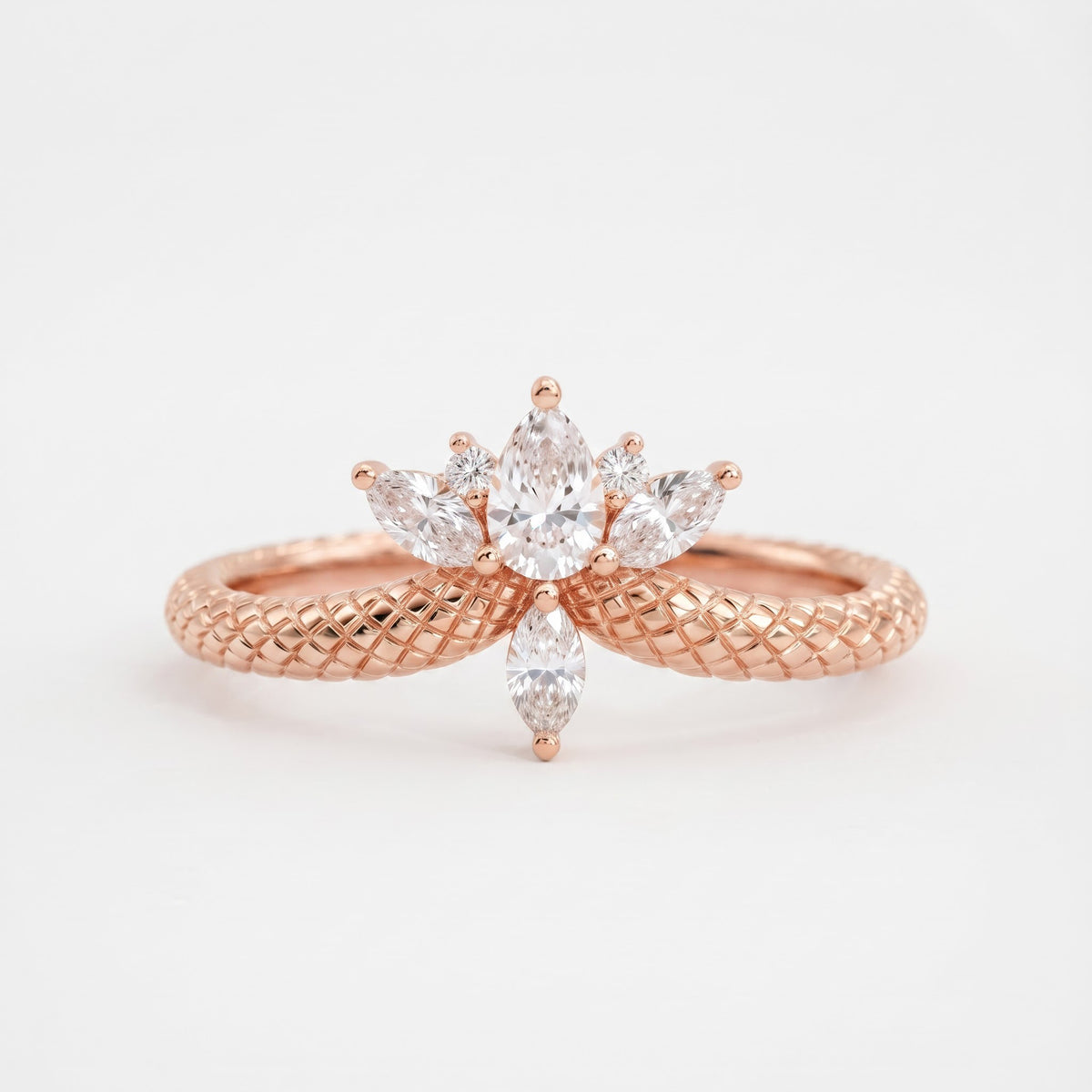Nature Inspired Pear Shape Diamond Floral Ring