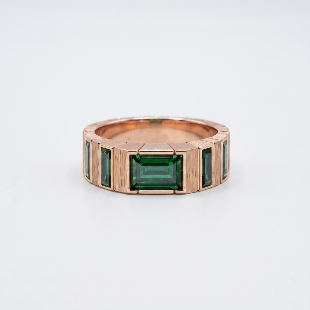 Emerald-Cut Green Gemstone Ring | Geometric Luxury Cocktail Ring