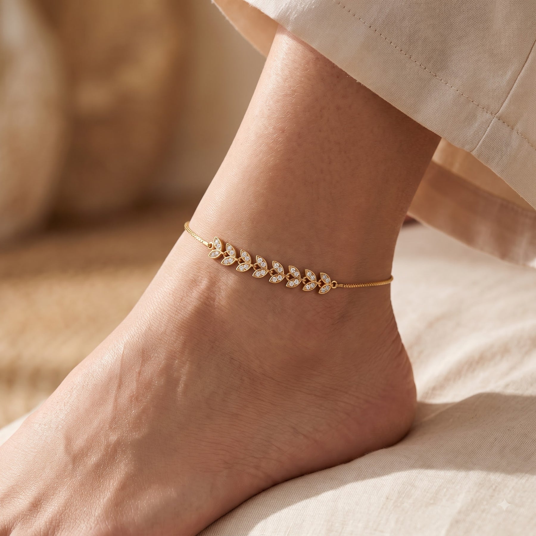 botanical diamond anklet / ankle bracelet