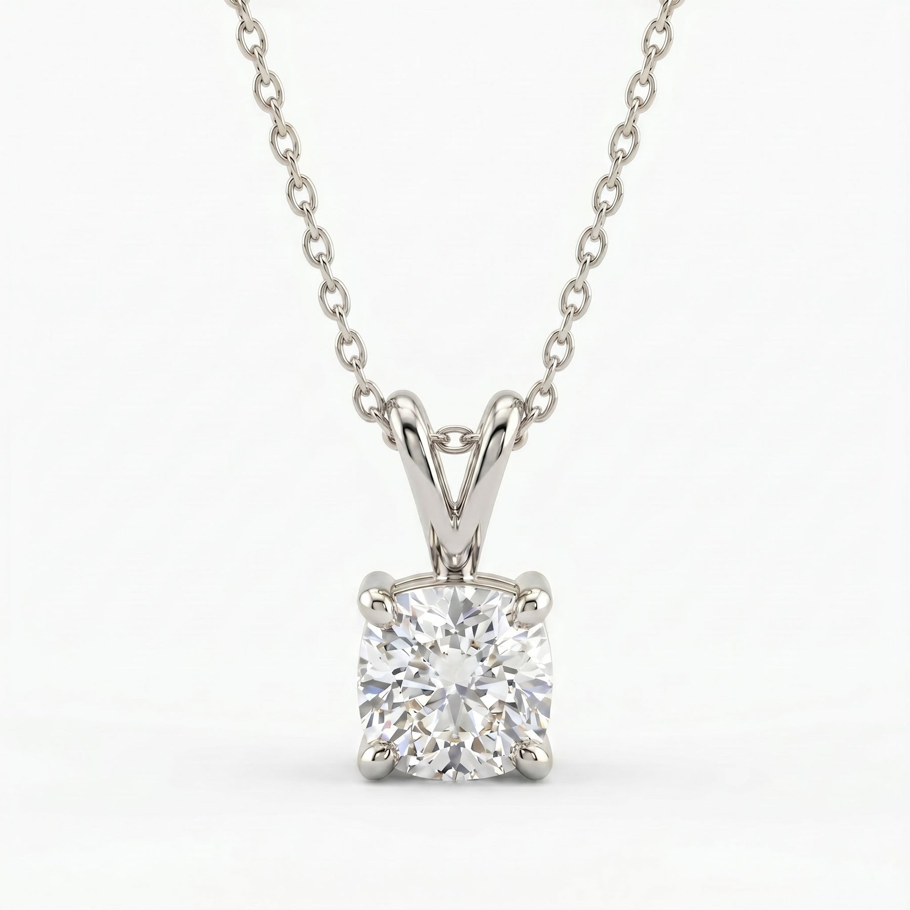 Diamond necklace on a white background