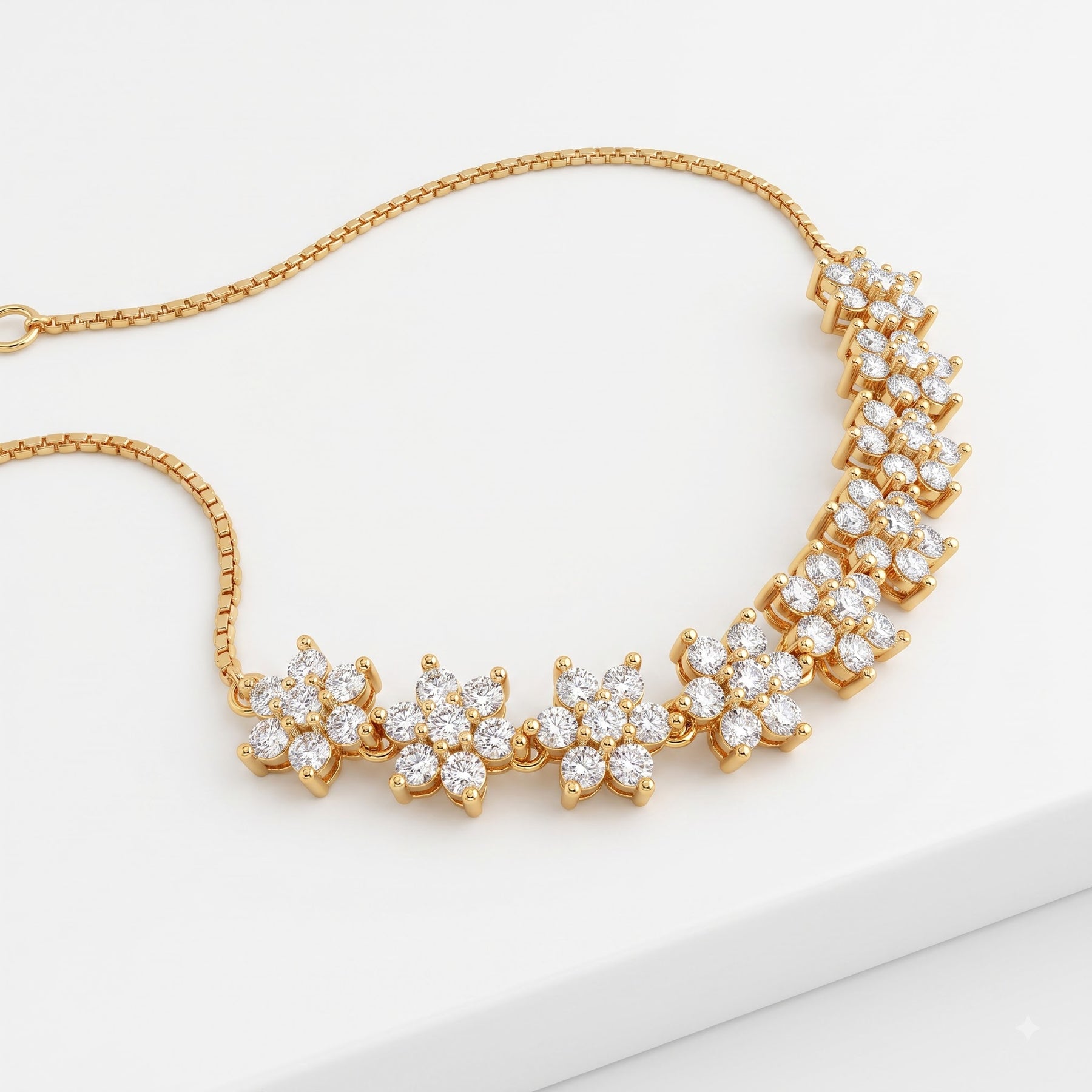 9-Flower Diamond Cluster Anklet