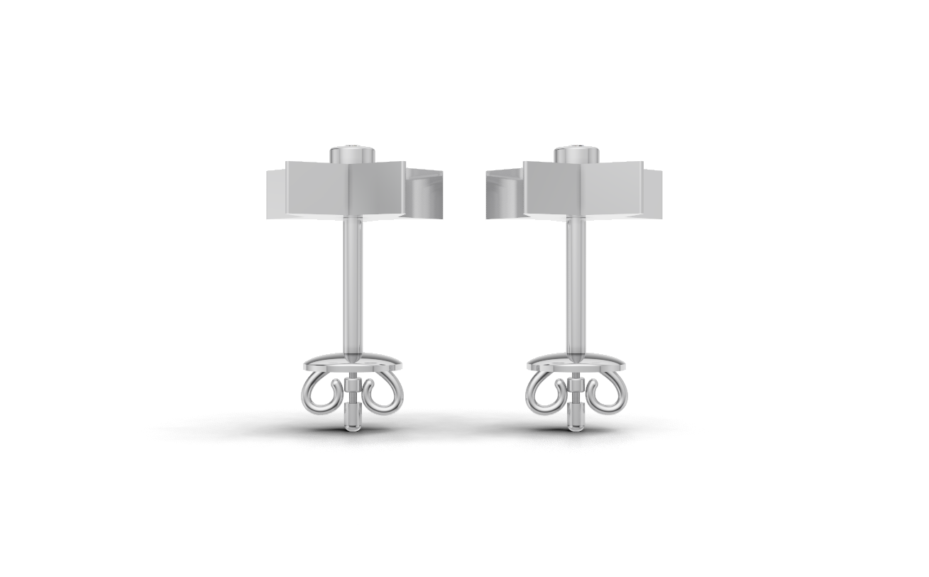 Star Shape Design Round Diamond Stud Earrings