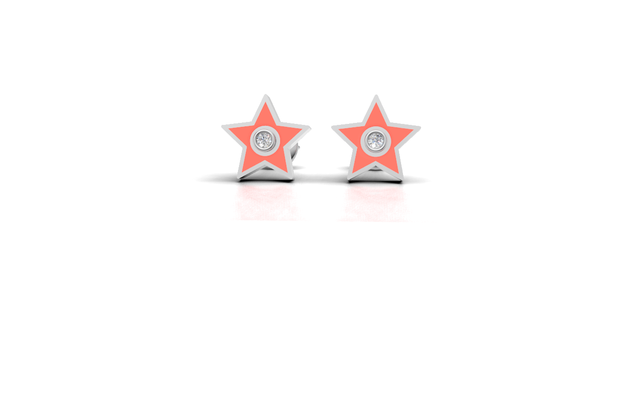 Star Shape Design Round Diamond Stud Earrings