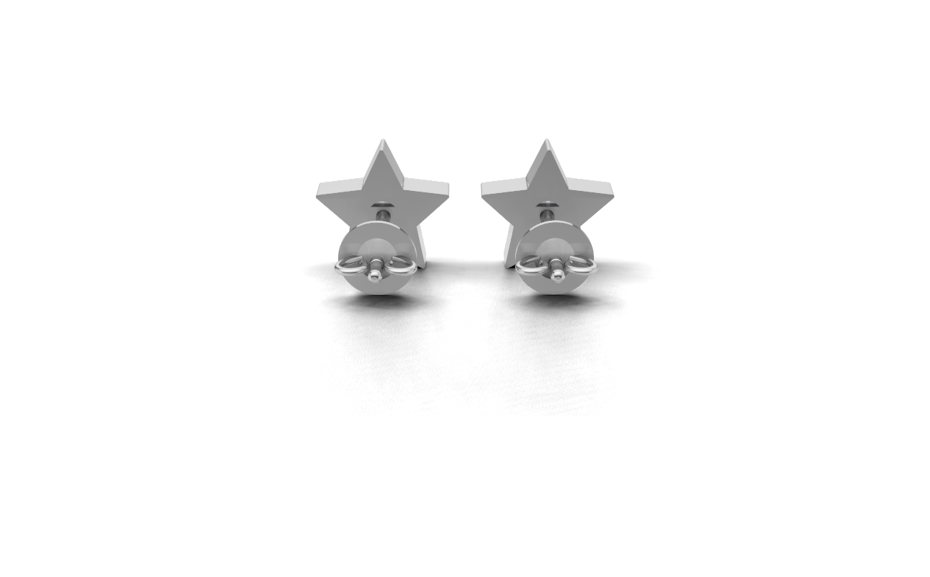 Star Shape Design Round Diamond Stud Earrings