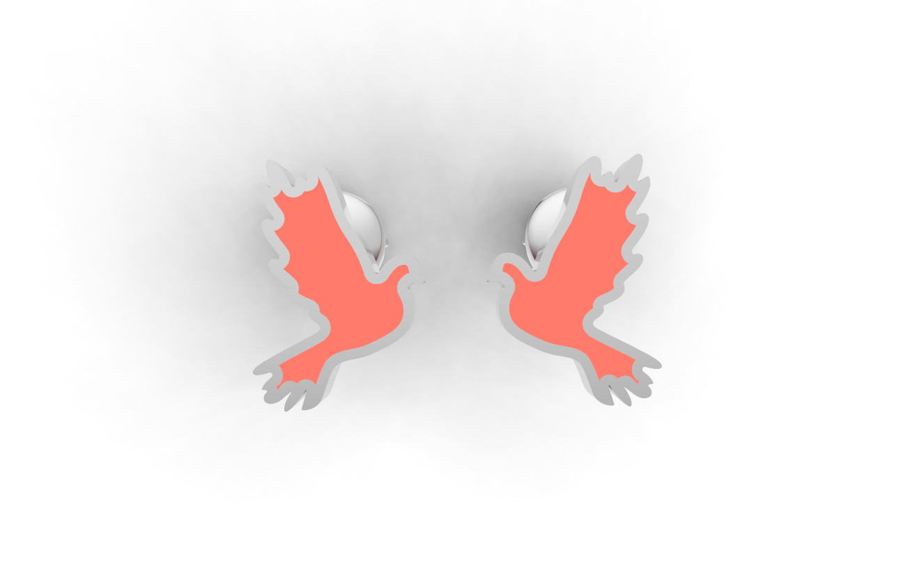 Minimalist Coral Dove Bird Stud Earrings in Silver