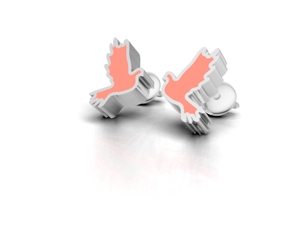 Minimalist Coral Dove Bird Stud Earrings in Silver