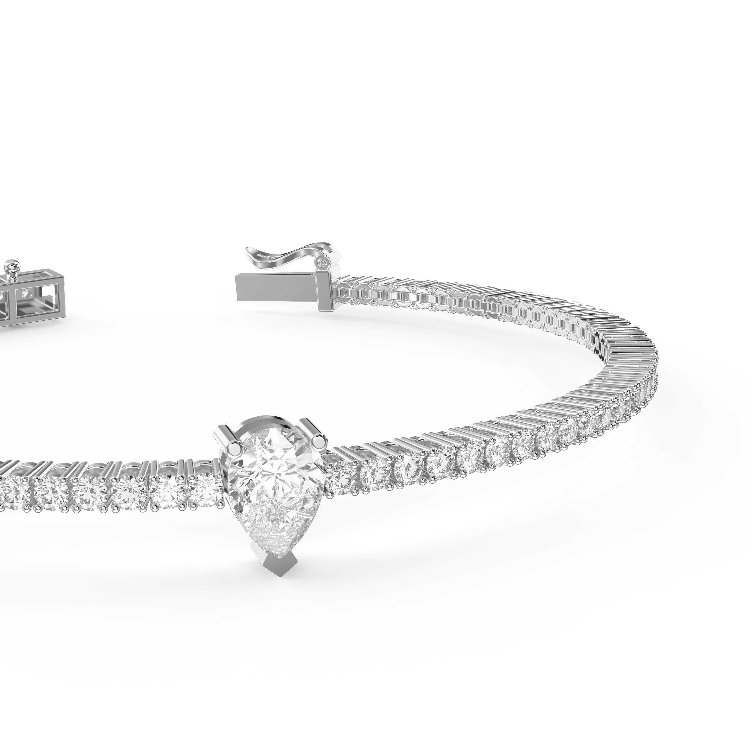 Elegant Pear Shape Diamond Tennis Bracelet