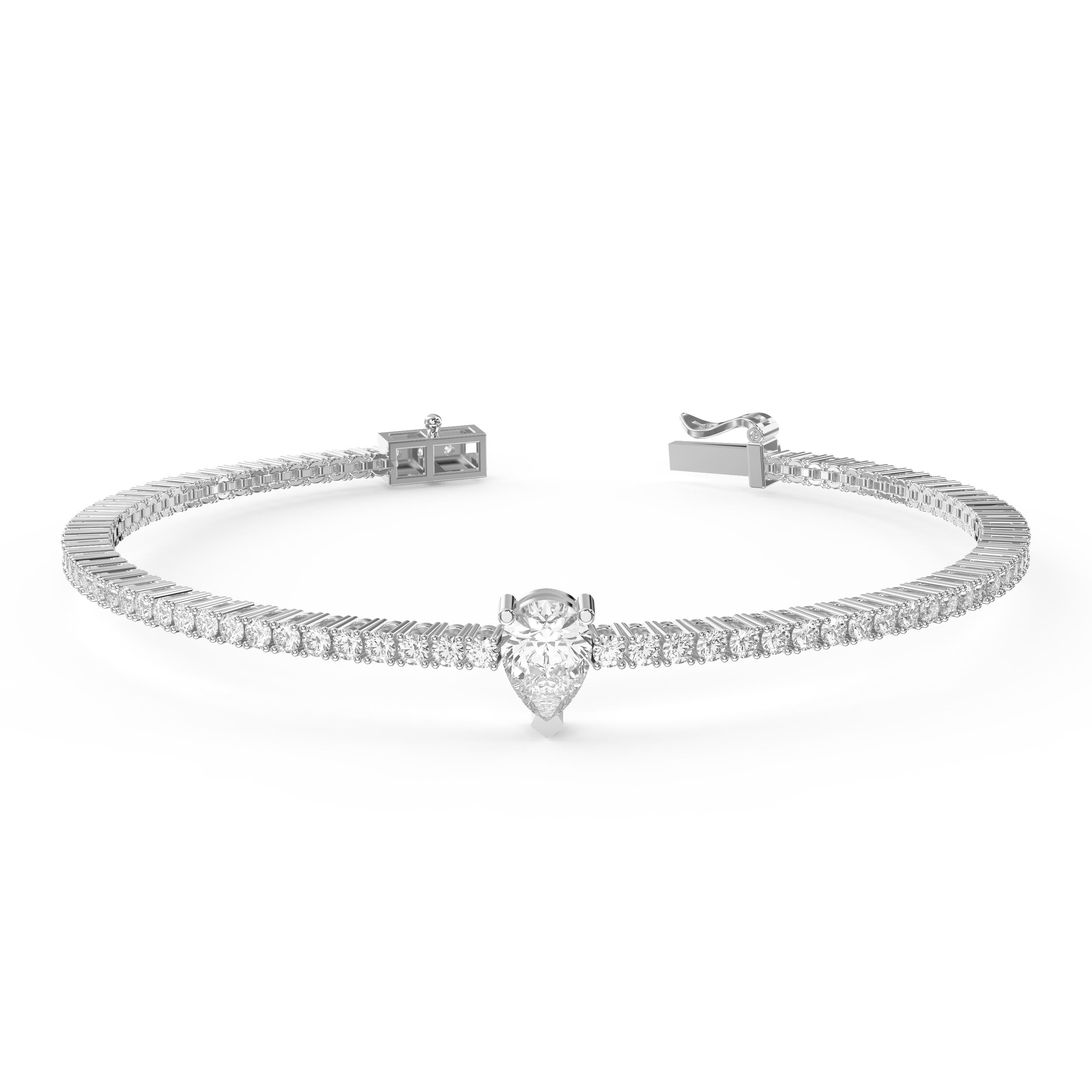 Elegant Pear Shape Diamond Tennis Bracelet