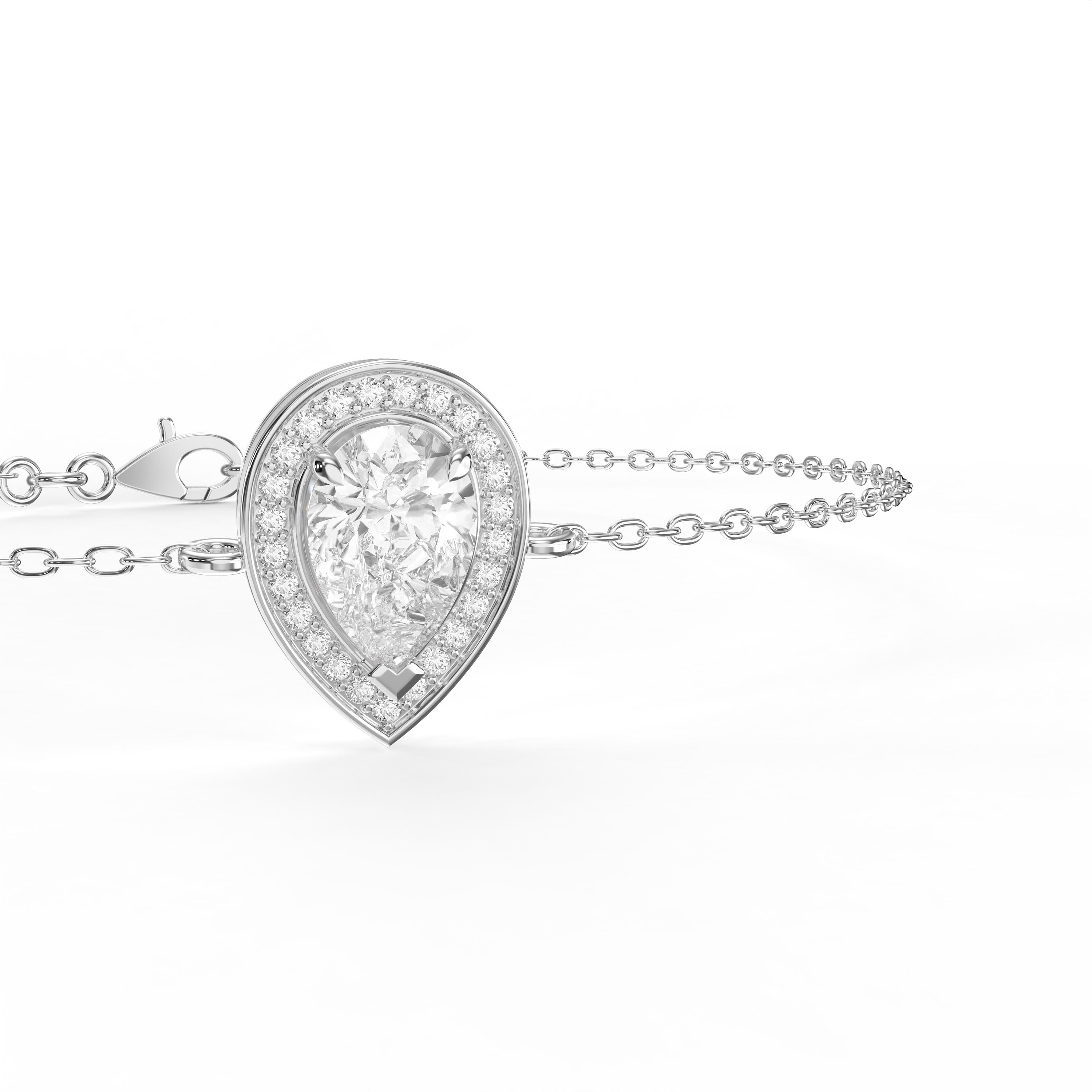 Pear Shape Diamond Halo Chain Bracelet