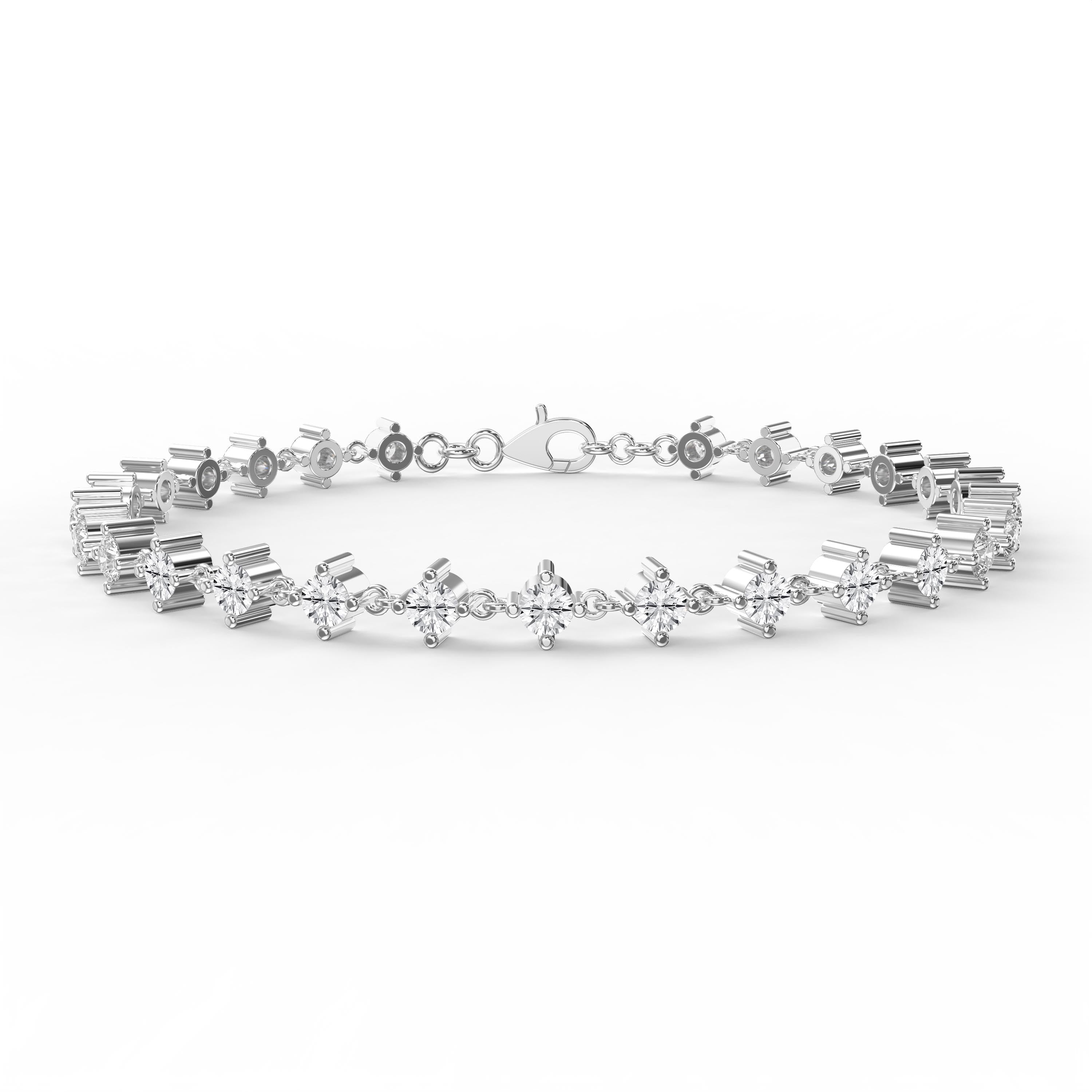 Minimlist Round Diamond Chain Bracelet