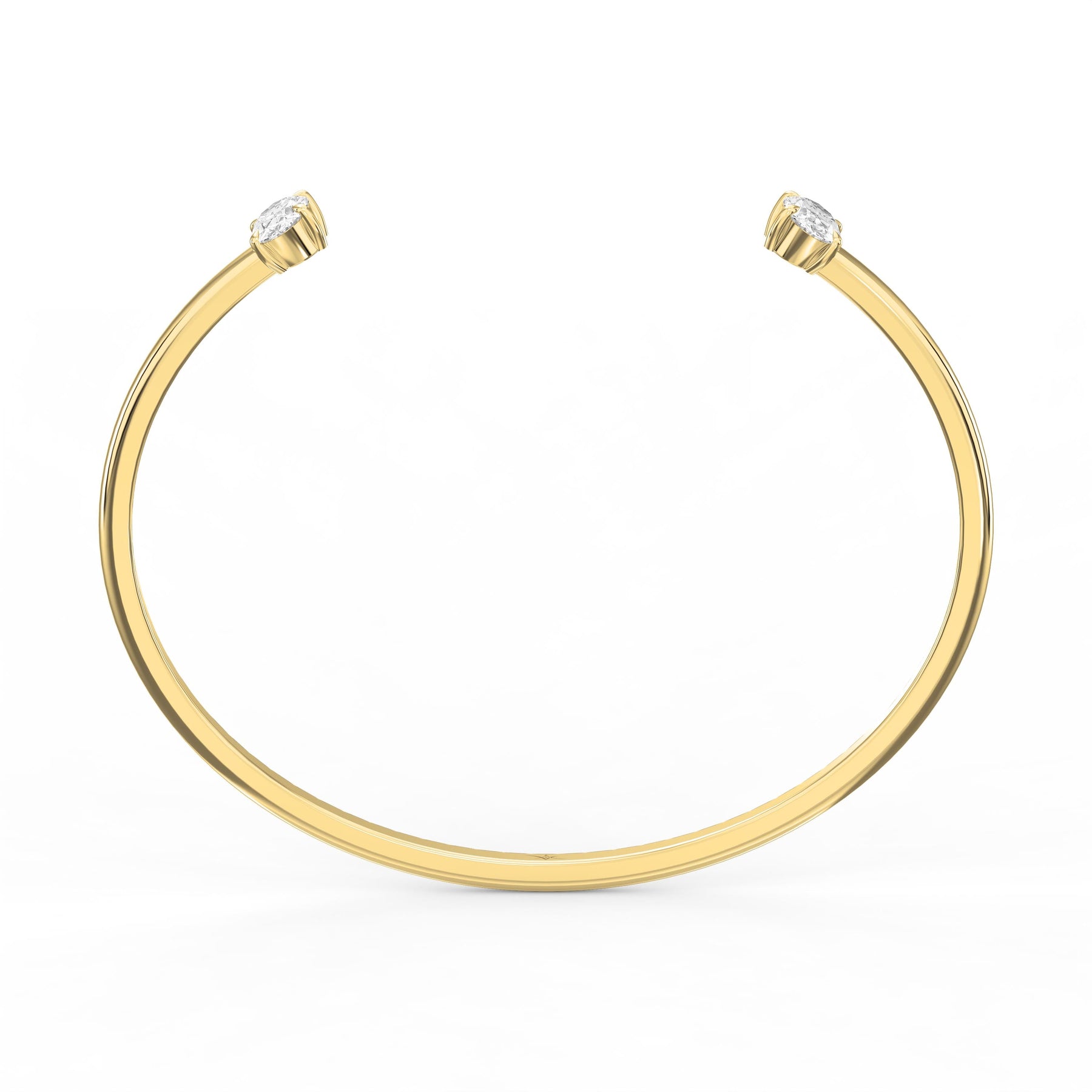 Minimalist Open Cuff Bracelet with Solitaire Oval Diamonds