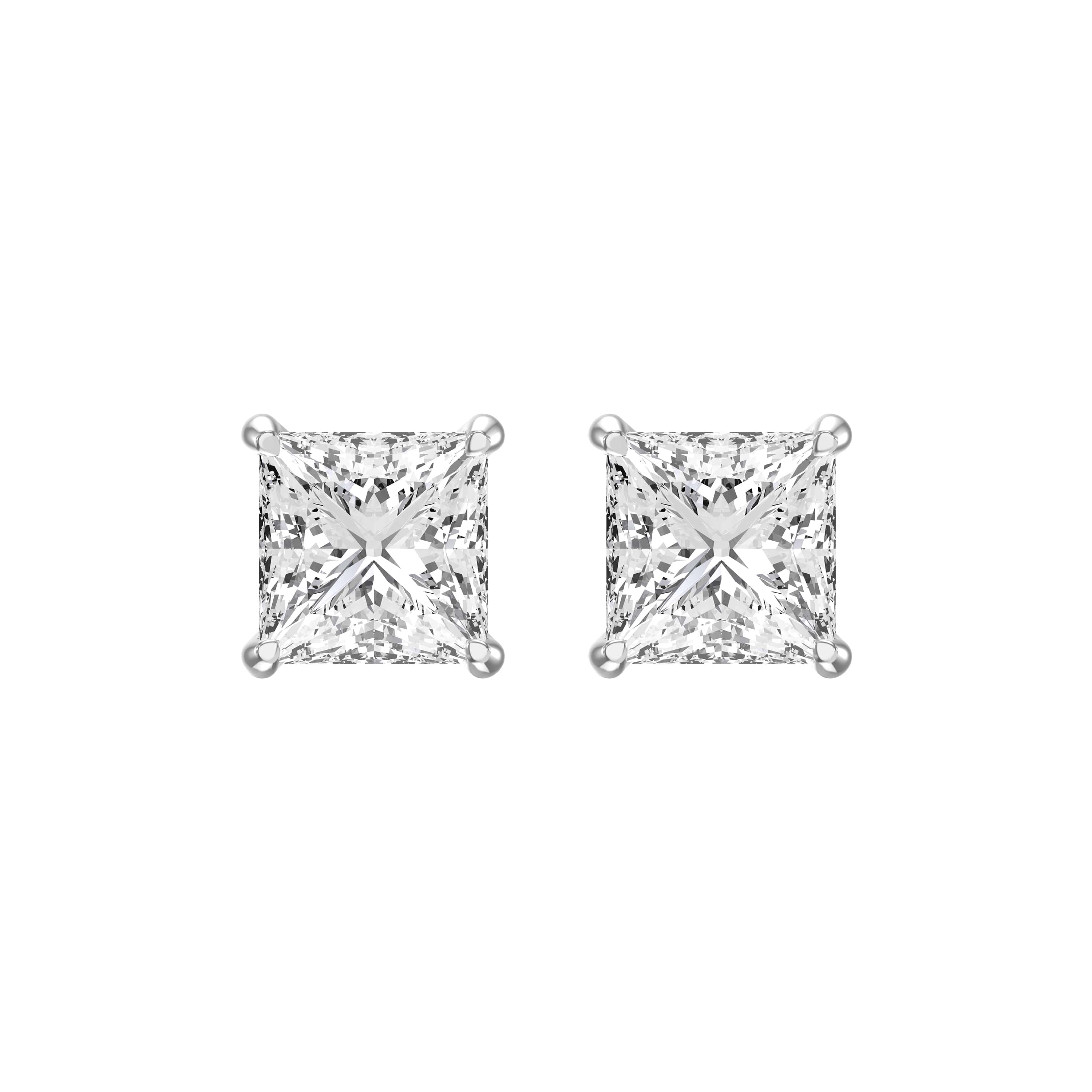 Princess Cut Diamond Earring Stud