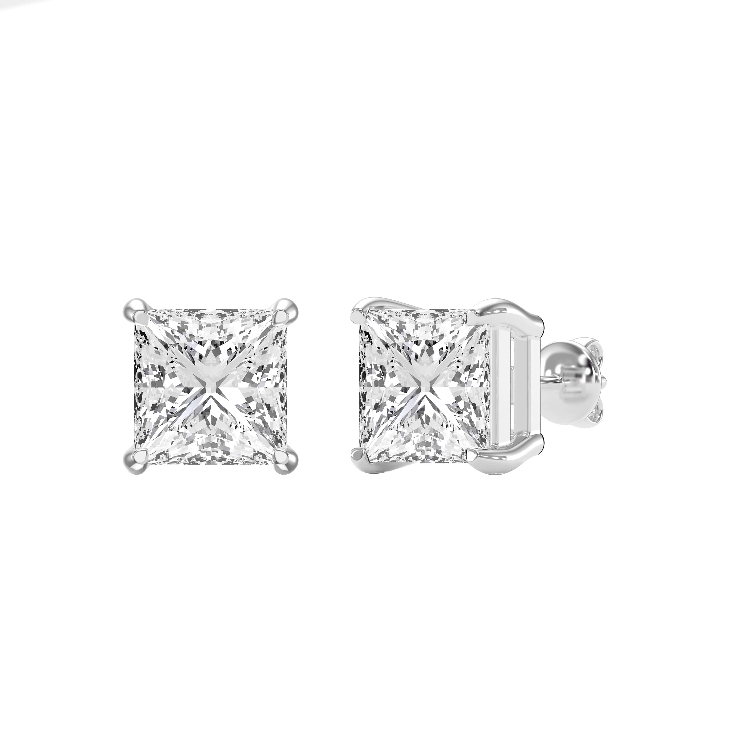 Princess Cut Diamond Earring Stud