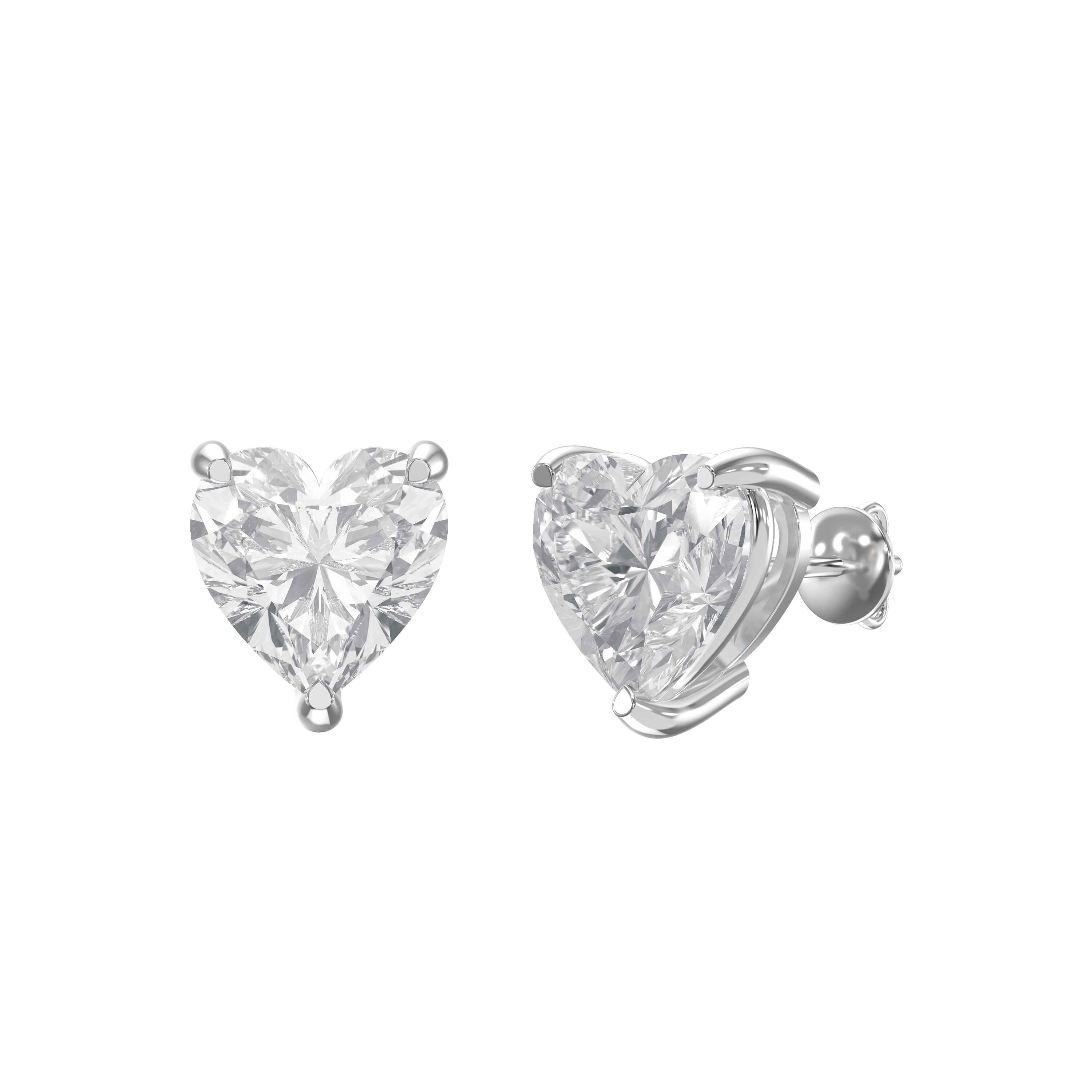 Heart cut Diamond Earring Stud