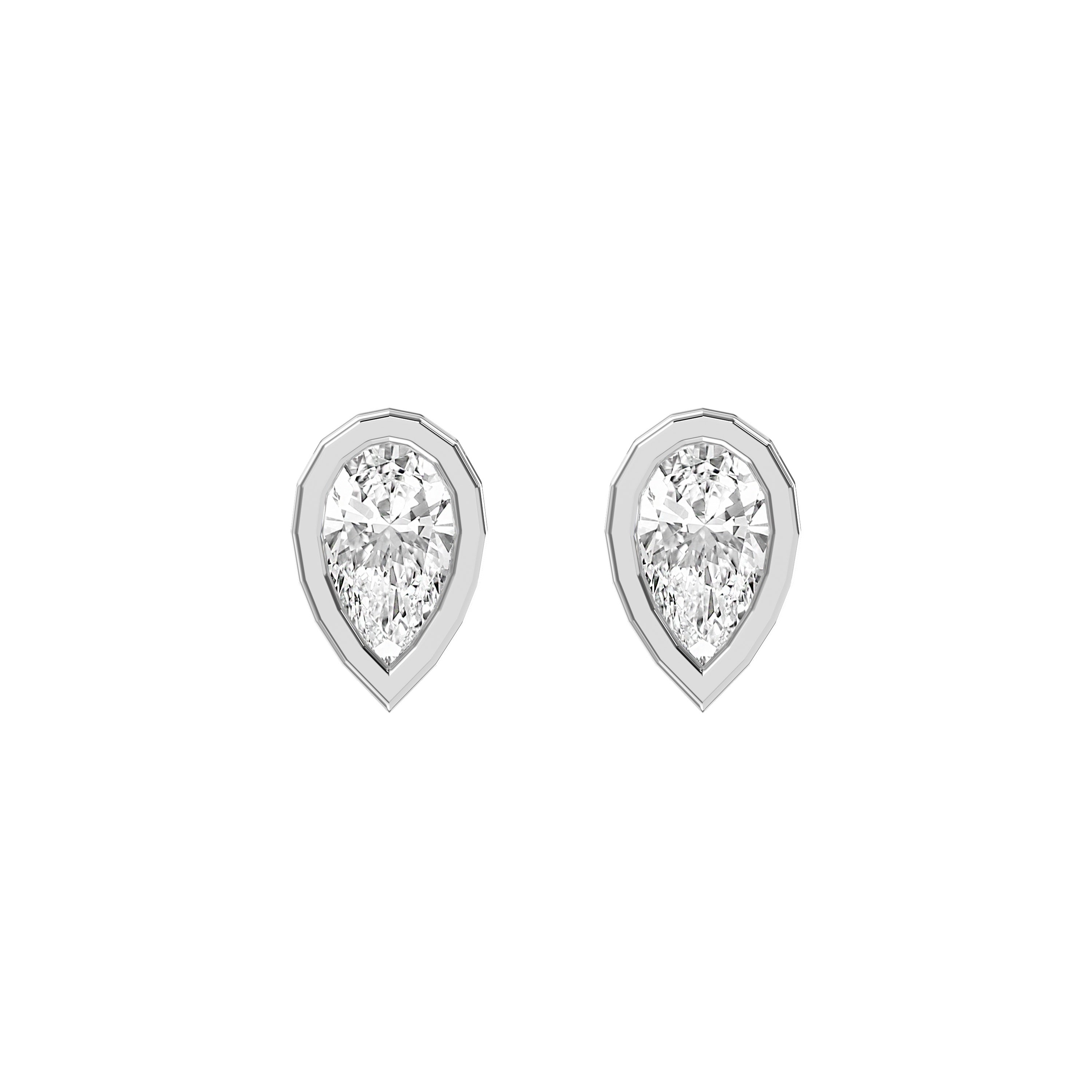 Bezal Bloom Pear Shape Diamond Earring Stud