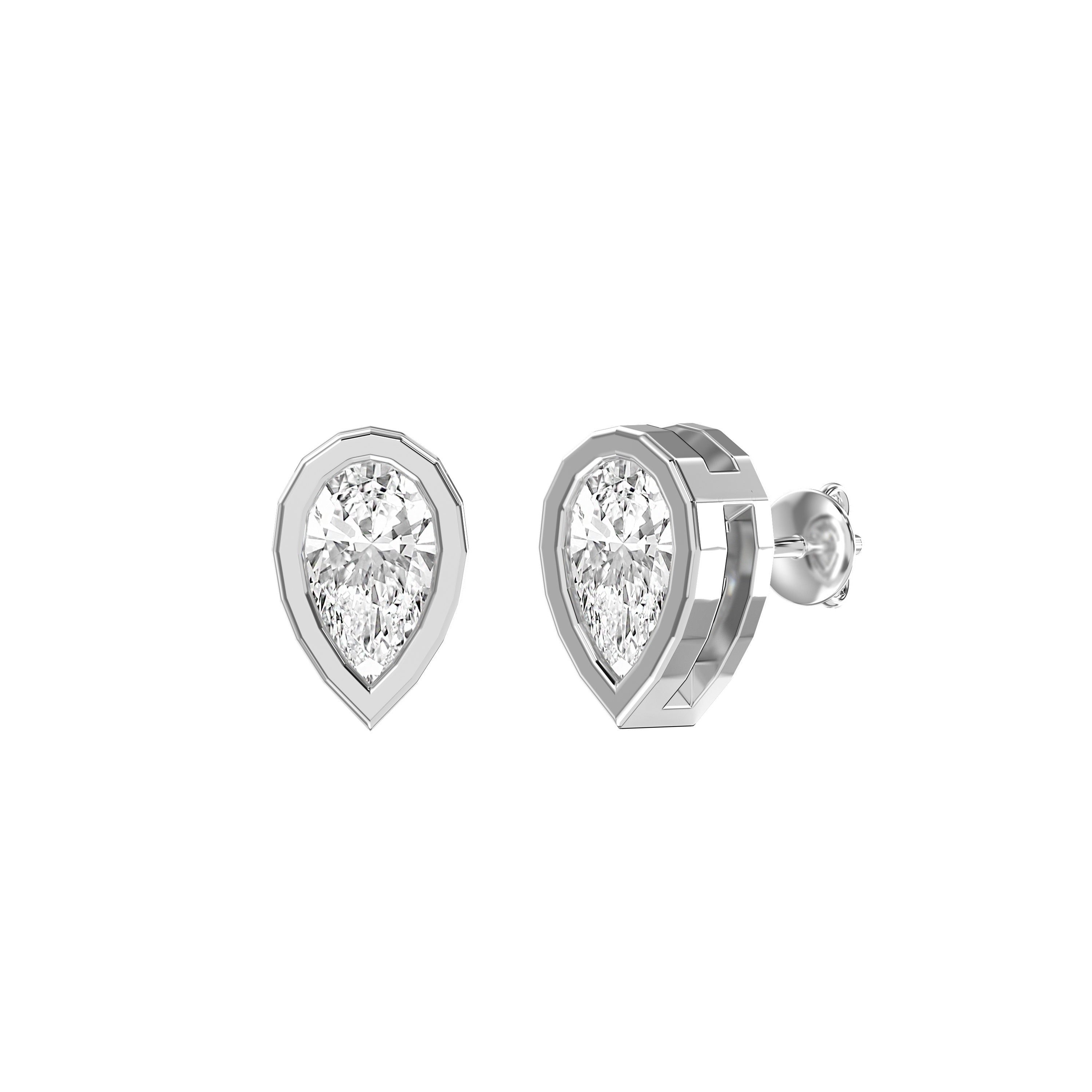 Bezal Bloom Pear Shape Diamond Earring Stud