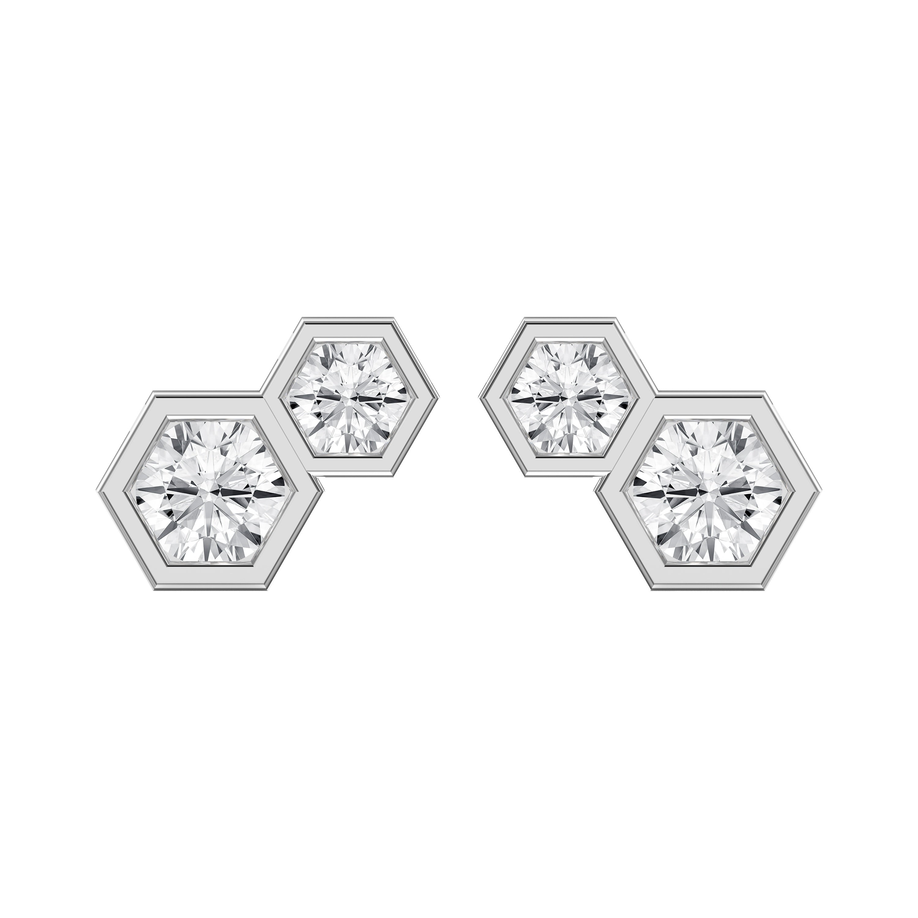 Honeycomb Hex Design Round Shape Earrings Studs