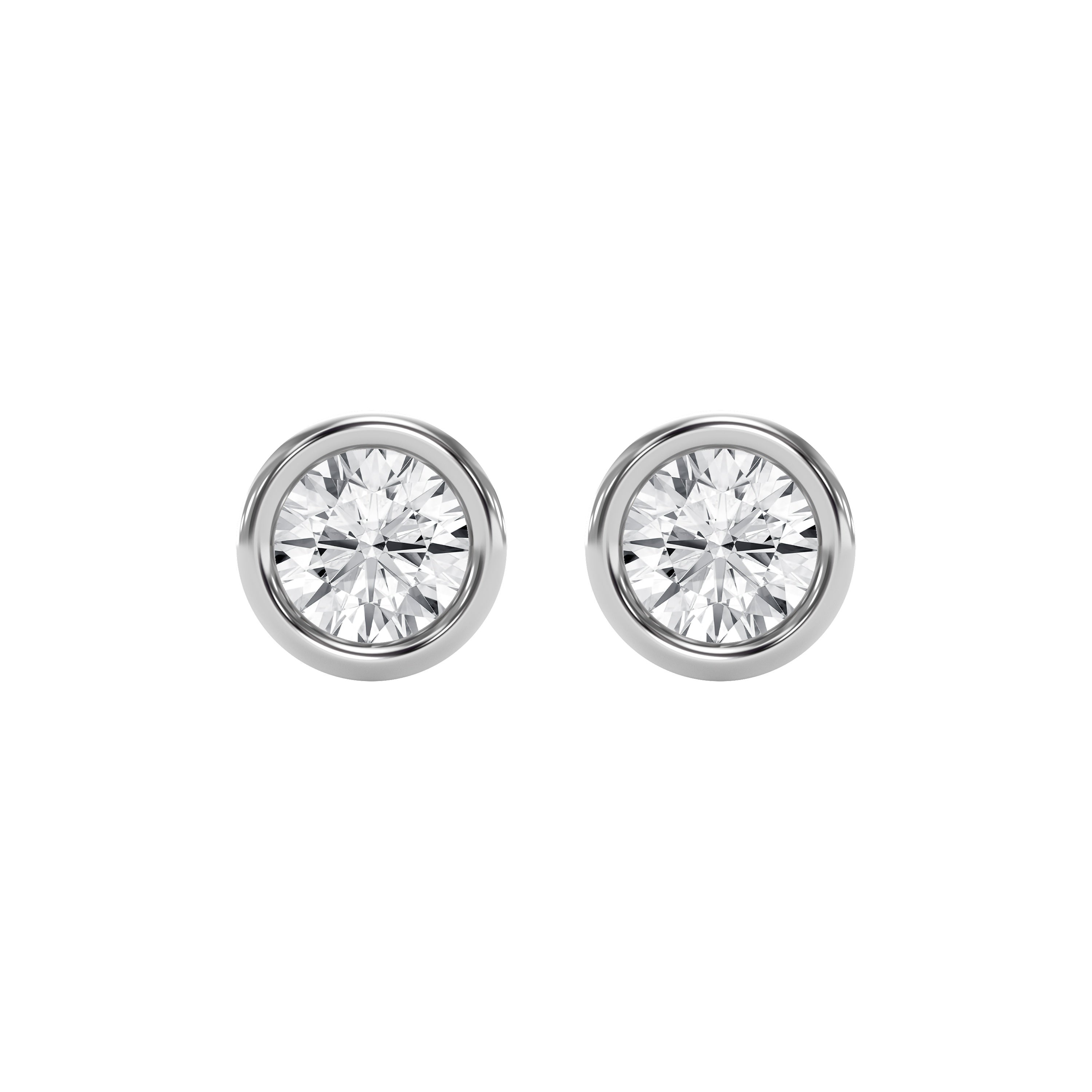 Bezel Design Round Dimaond Earring Stud