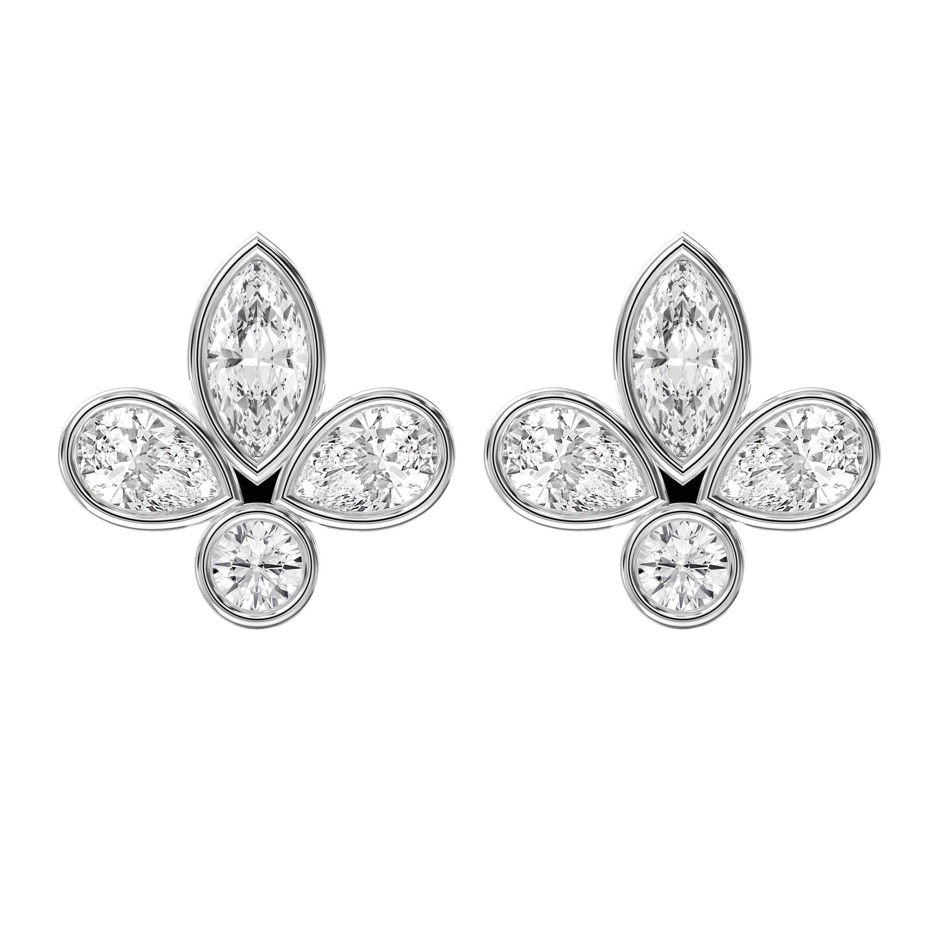 Modern Flower-Inspired Diamond Stud Earrings
