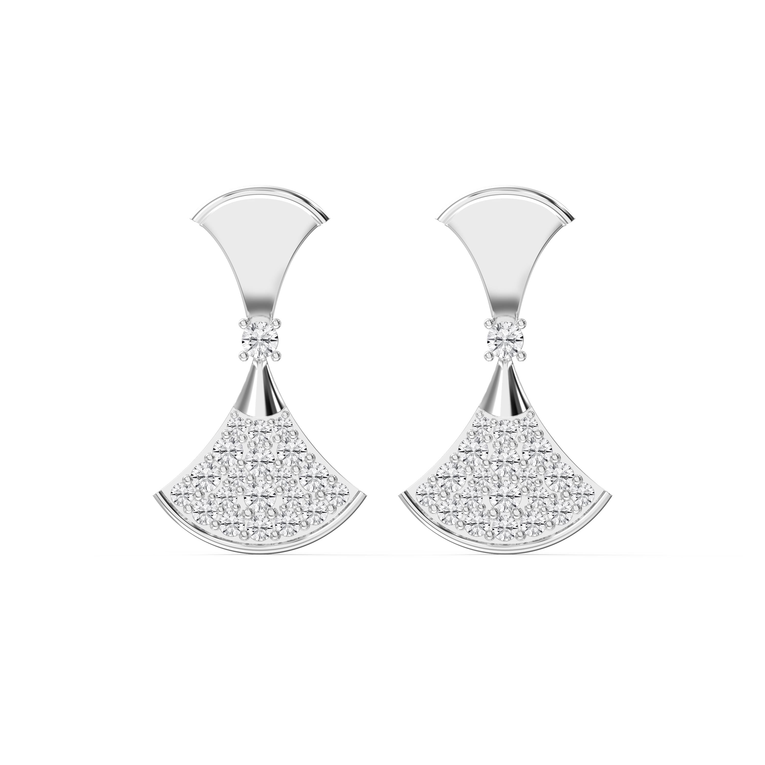 Contemporary Fan-Style Diamond  Earrings