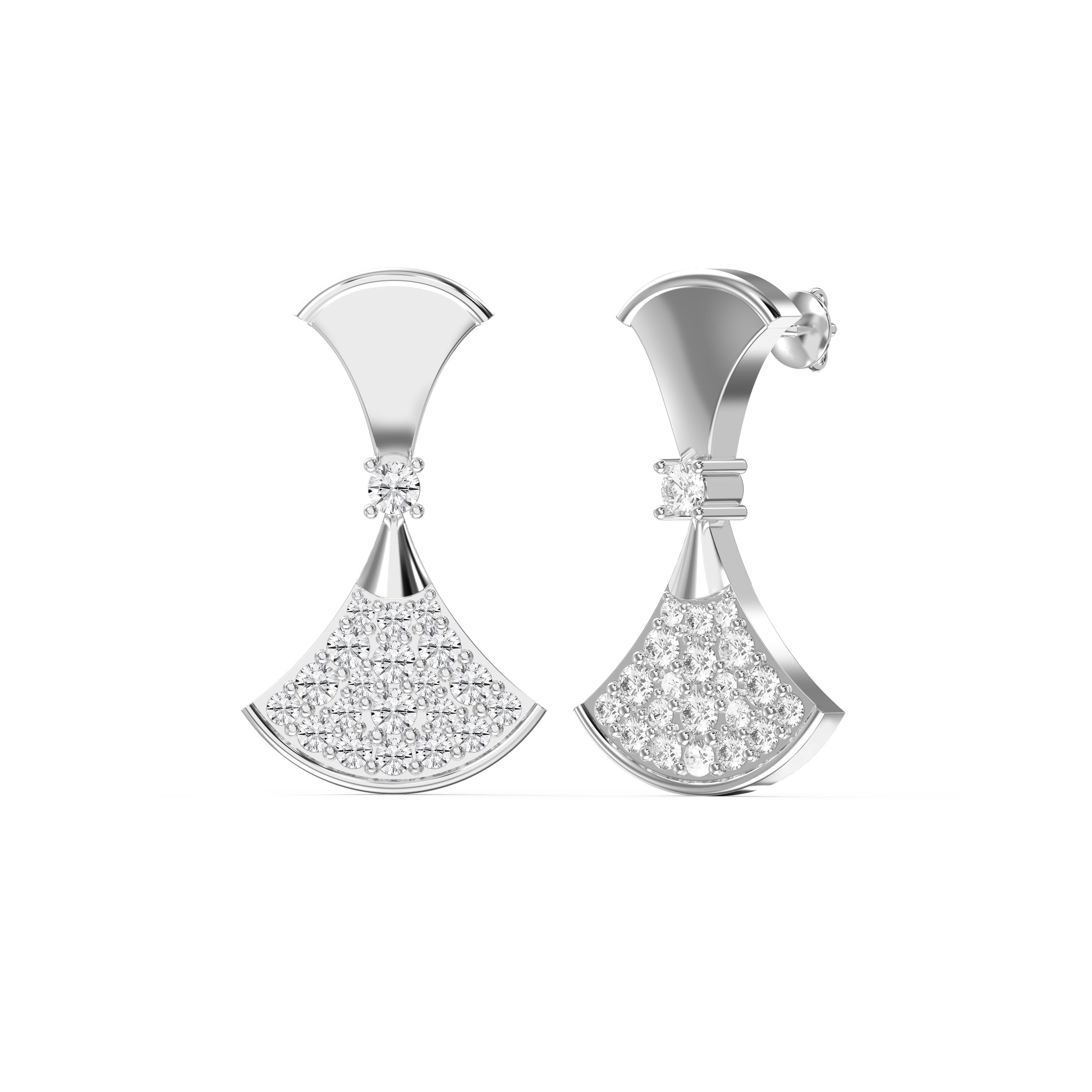 Contemporary Fan-Style Diamond  Earrings