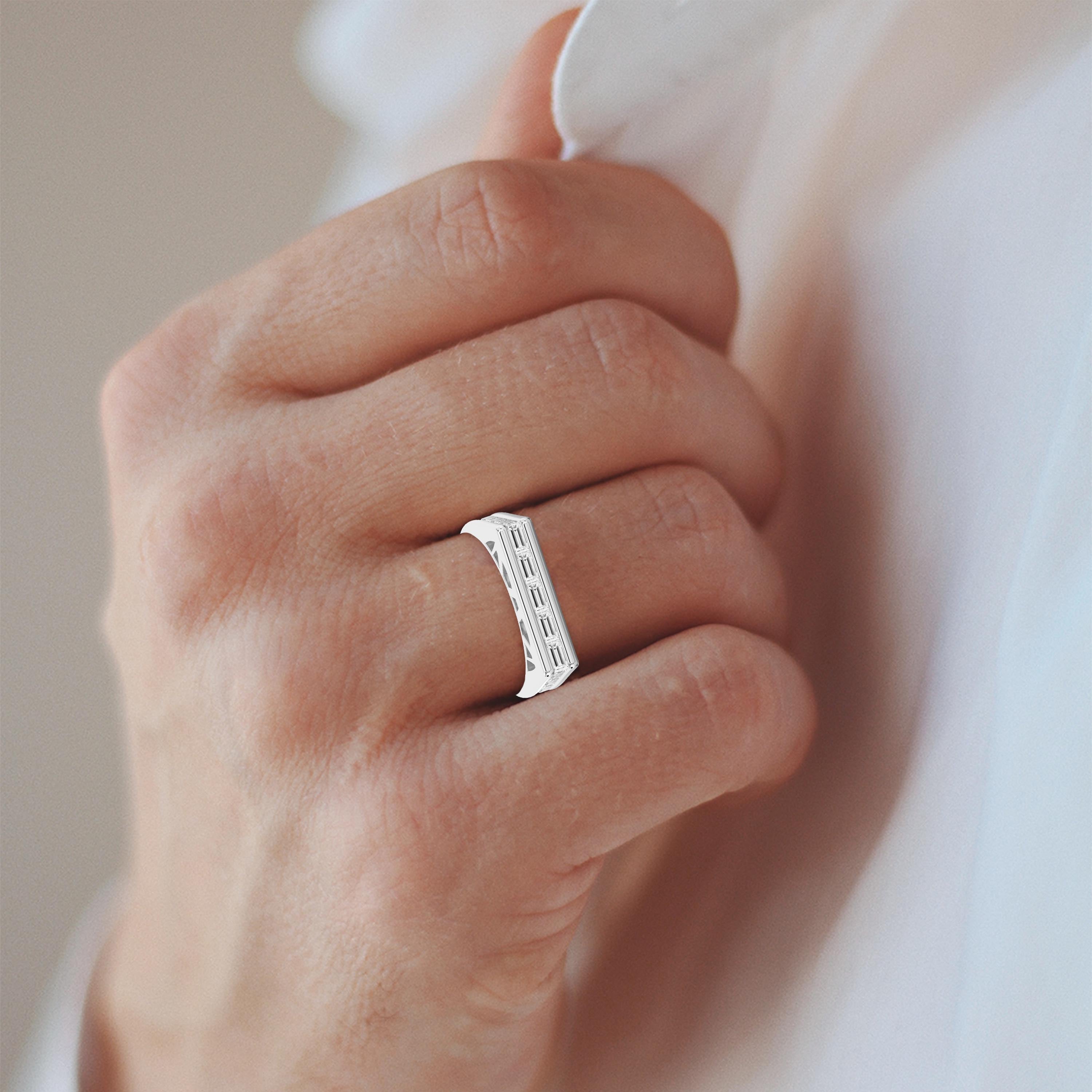 Luxury Minimalist Modern Baguette Cut Diamond Band