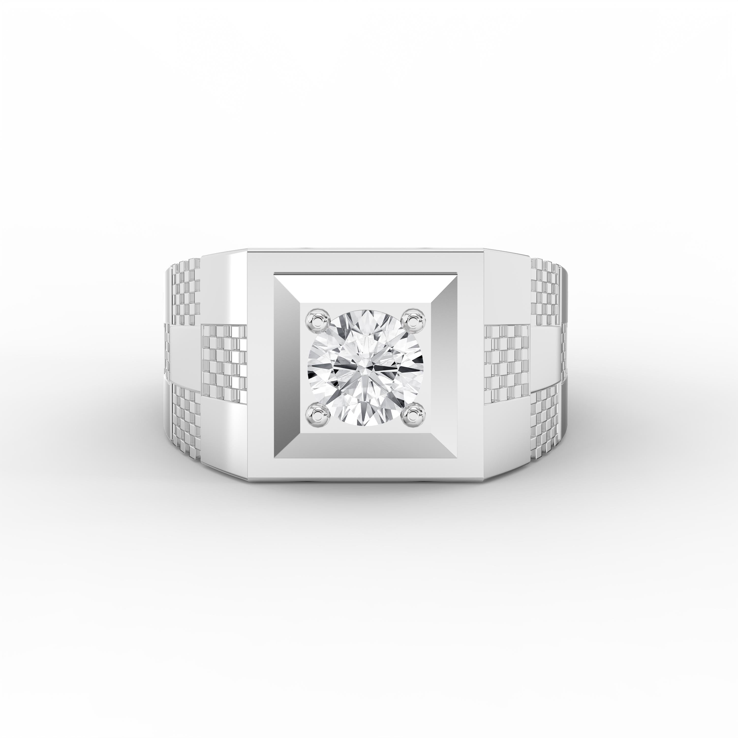 Modern Luxury Premium Men’s Round cubic zirconia Square Frame Ring