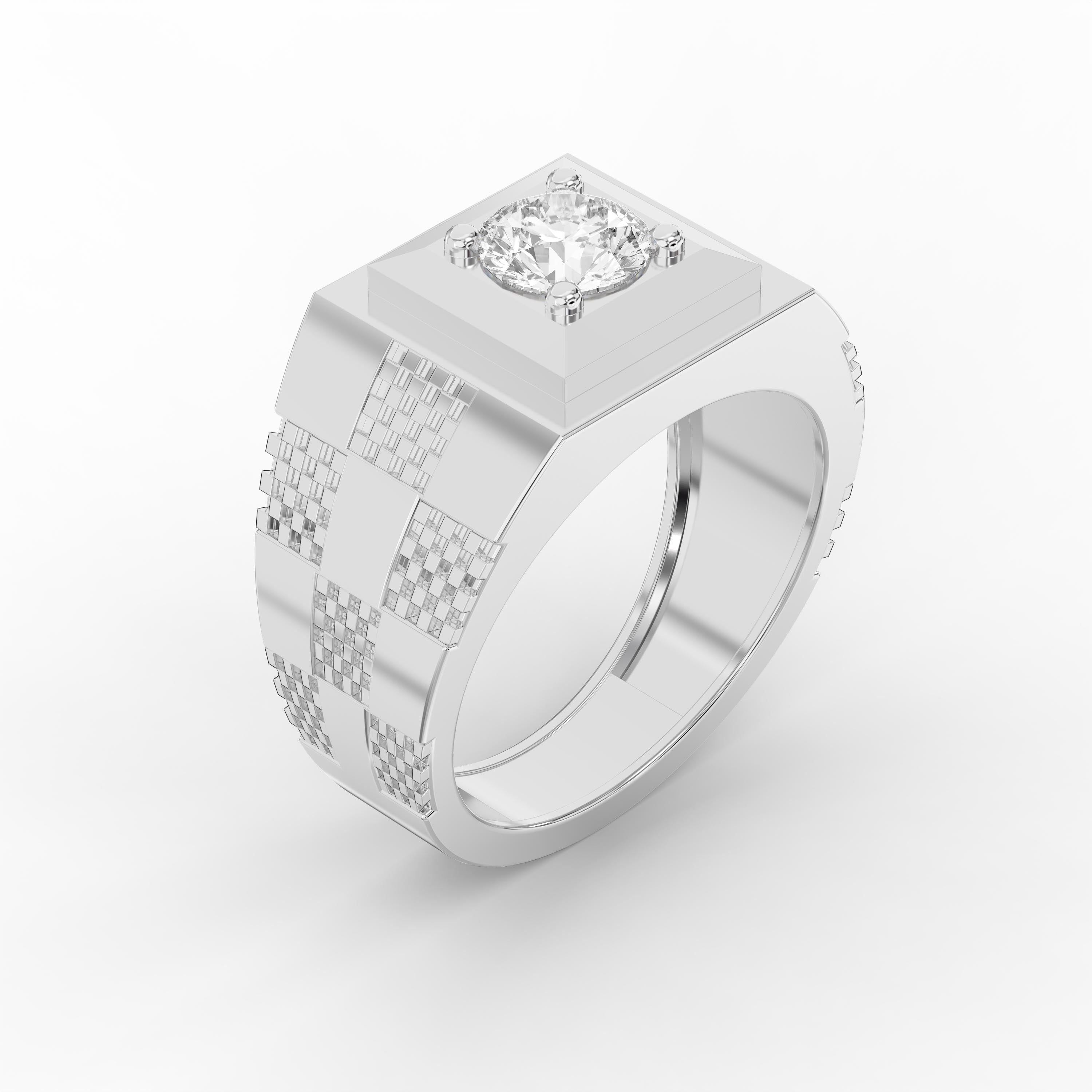 Modern Luxury Premium Men’s Round cubic zirconia Square Frame Ring