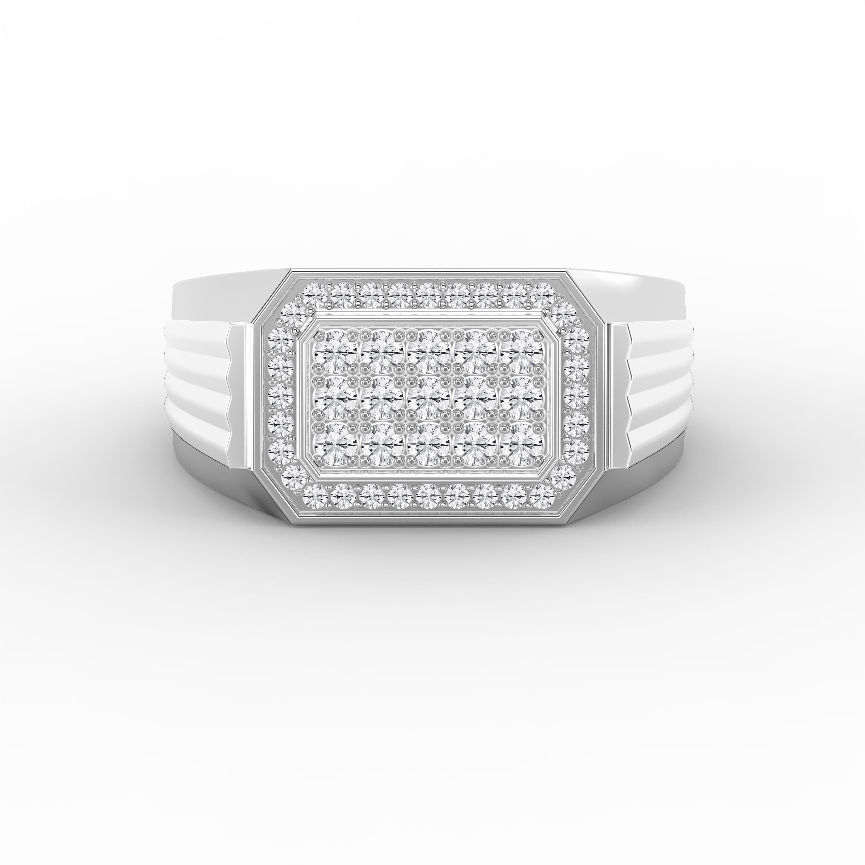 Luxury Statement Men’s Round cubic zirconia Cluster Ring