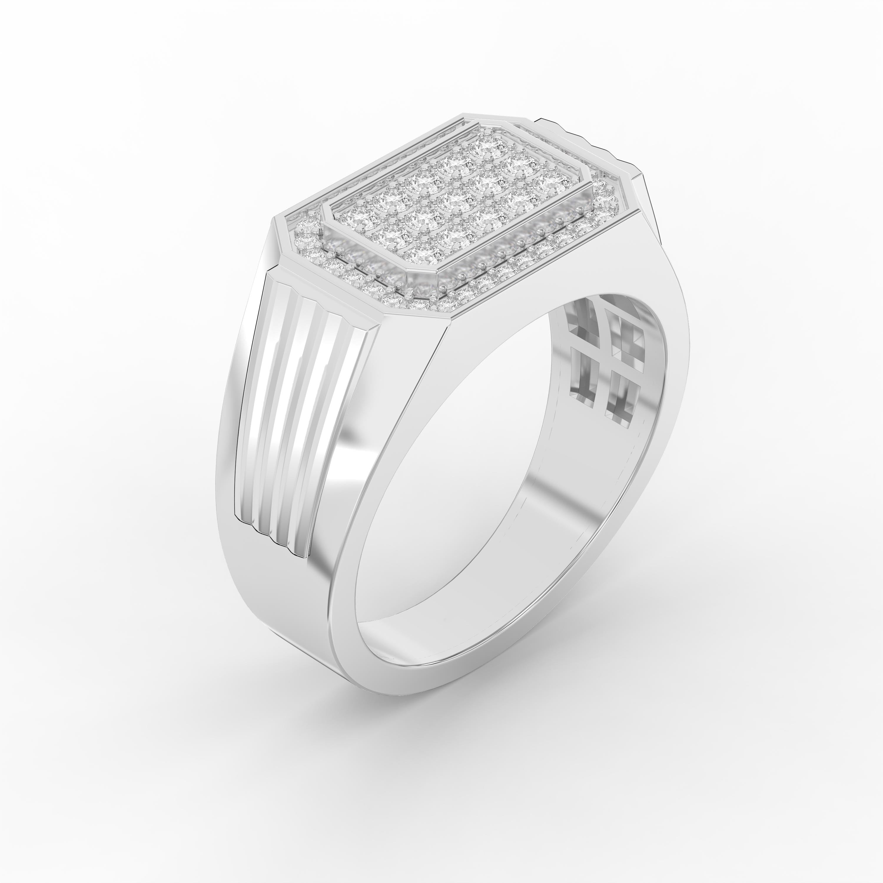 Luxury Statement Men’s Round cubic zirconia Cluster Ring