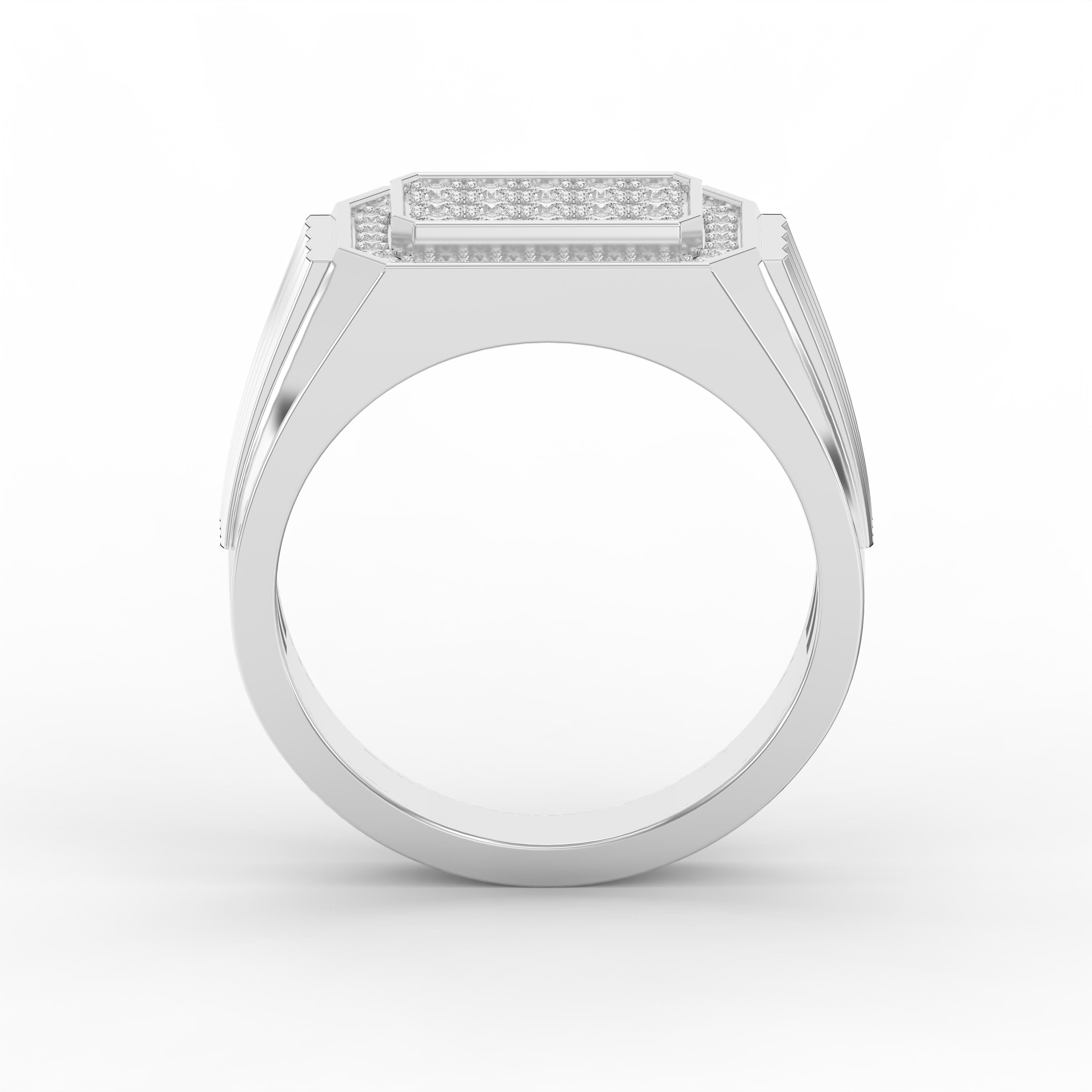 Luxury Statement Men’s Round cubic zirconia Cluster Ring