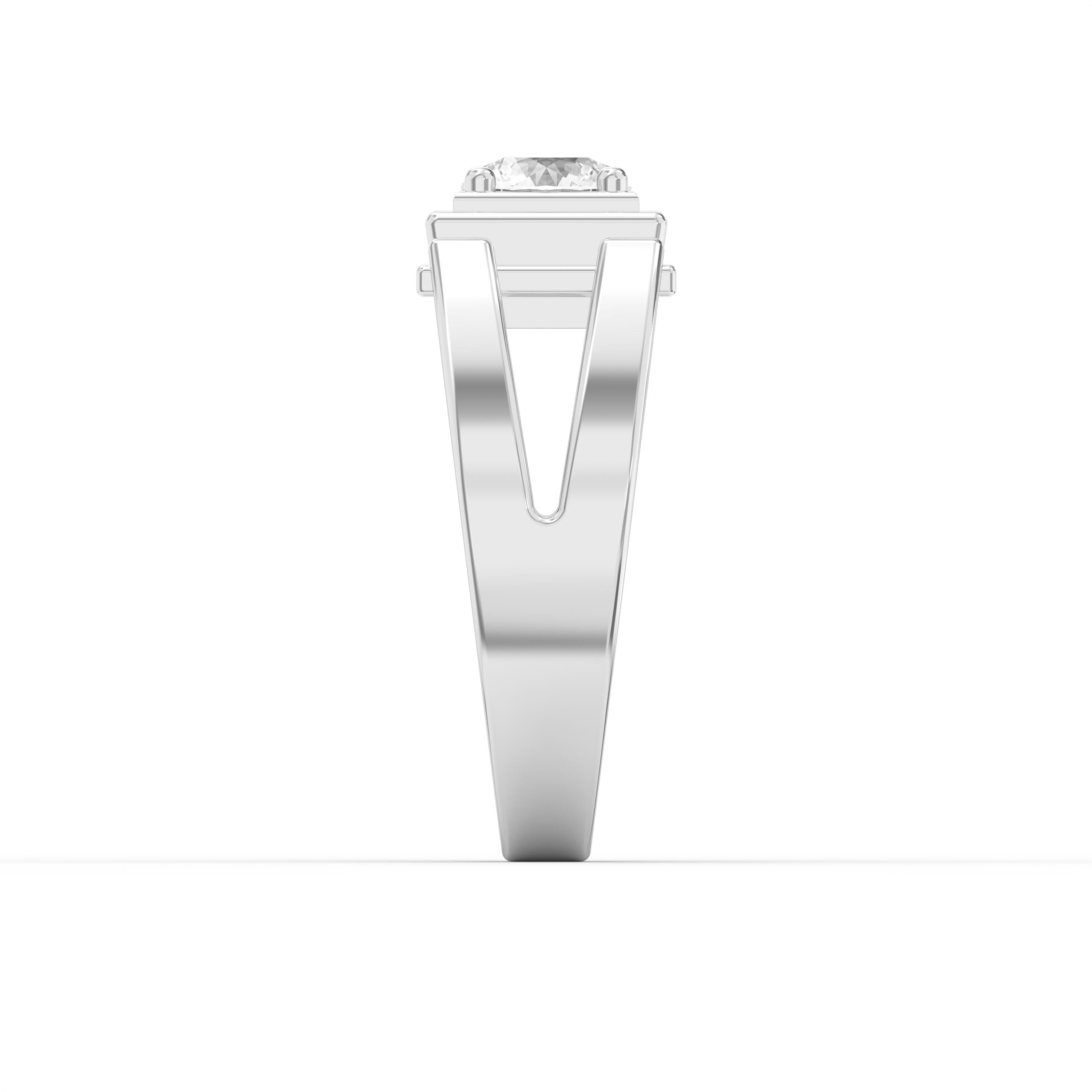 Elegant Men’s Round Brilliant cubic zirconia Ring in Square Frame Design