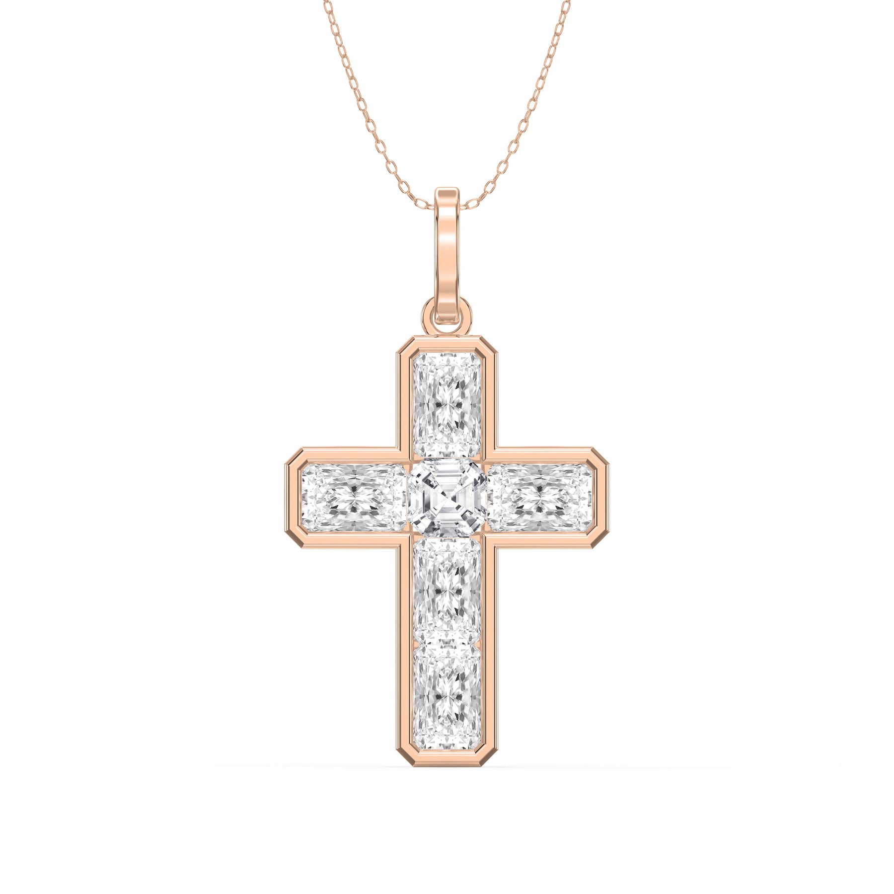 Radiant Diamond Cross Pendant Necklace